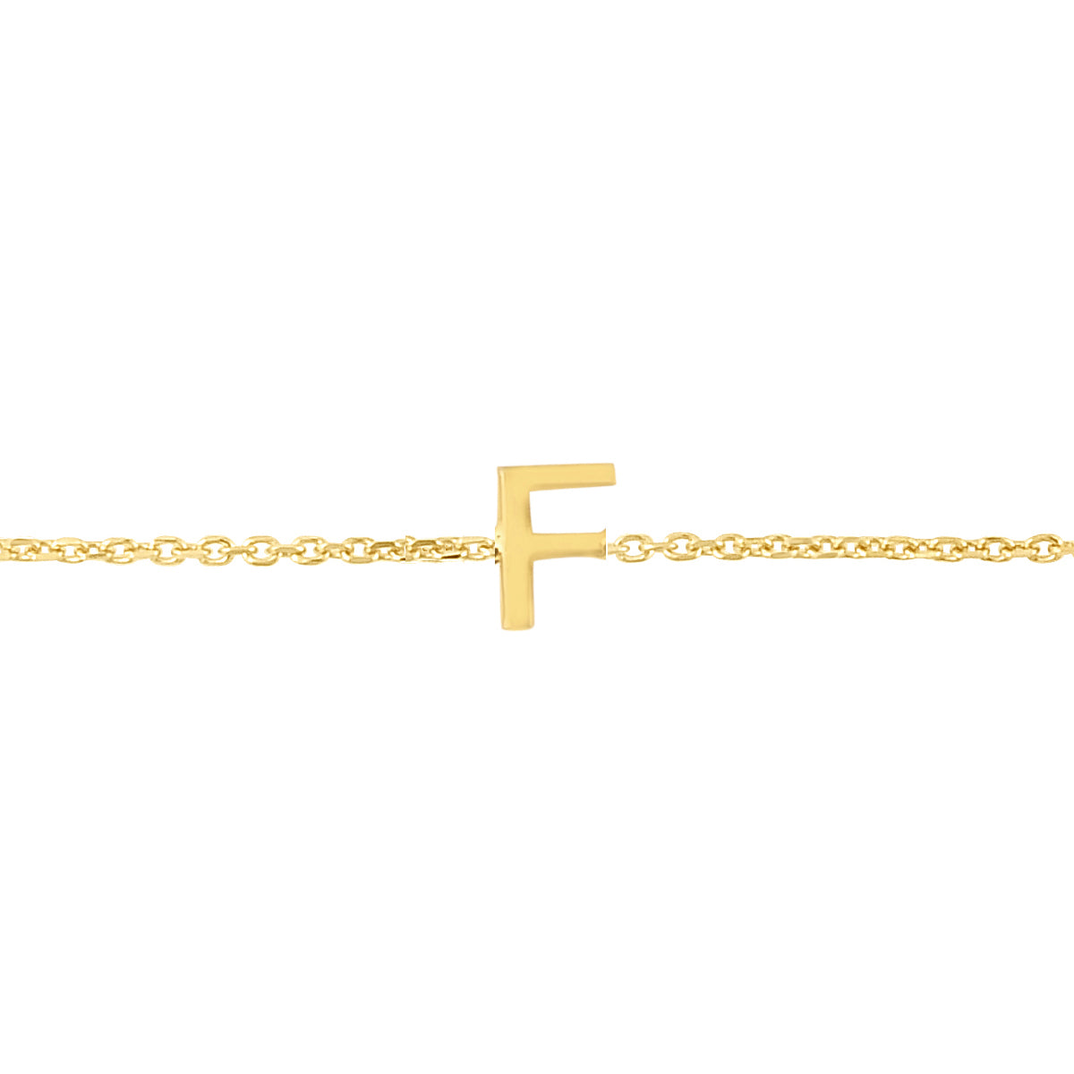 14K Gold Dainty Mini Initial Bracelet: 7" Adjustable at 6.5"