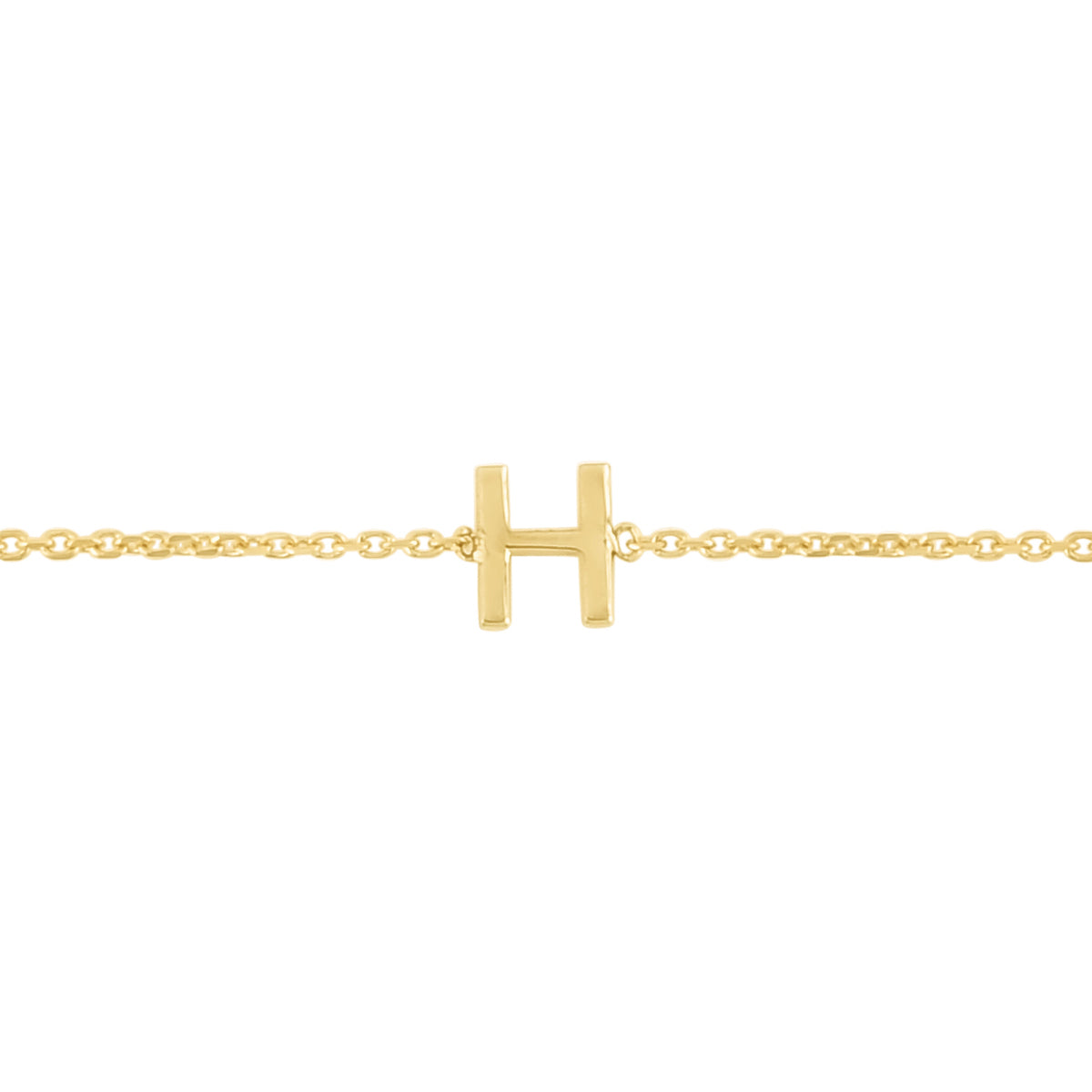 14K Gold Dainty Mini Initial Bracelet: 7" Adjustable at 6.5"