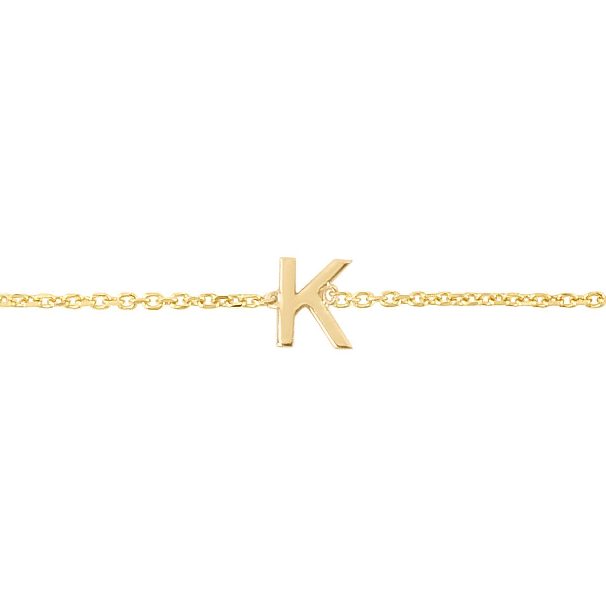 14K Gold Dainty Mini Initial Bracelet: 7" Adjustable at 6.5"