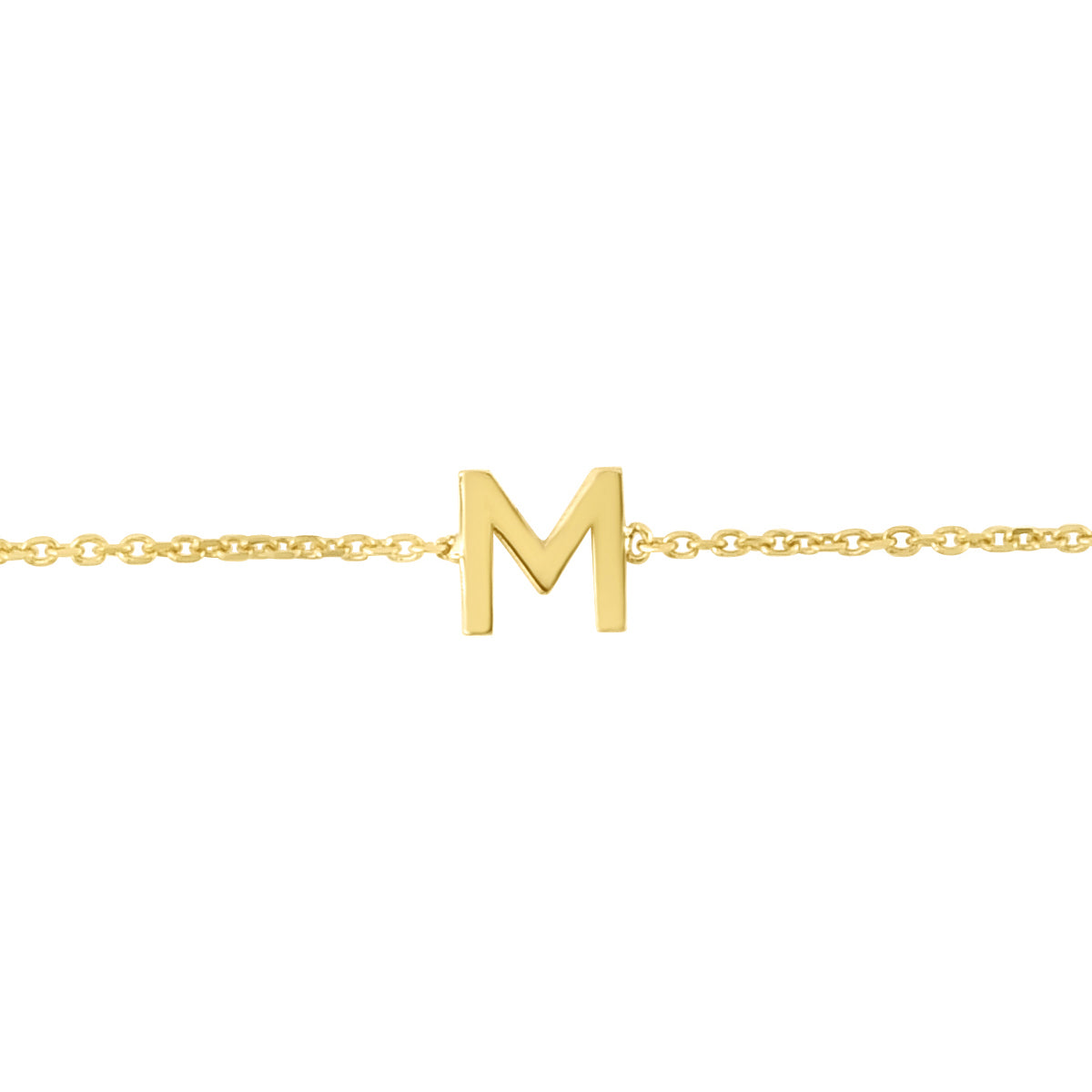 14K Gold Dainty Mini Initial Bracelet: 7" Adjustable at 6.5"