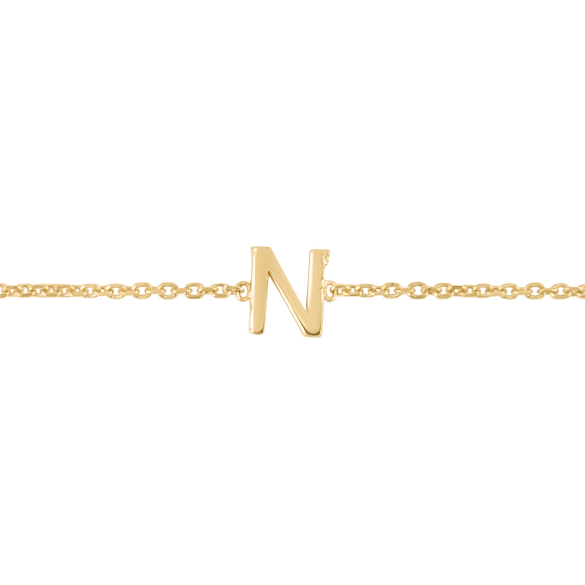 14K Gold Dainty Mini Initial Bracelet: 7" Adjustable at 6.5"