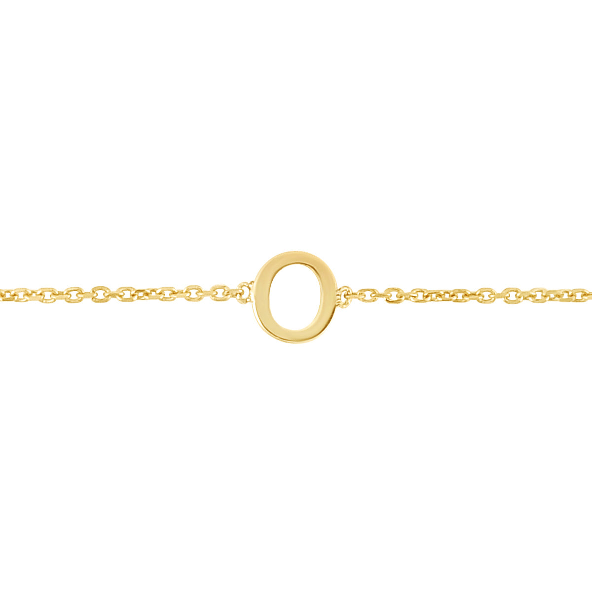 14K Gold Dainty Mini Initial Bracelet: 7" Adjustable at 6.5"