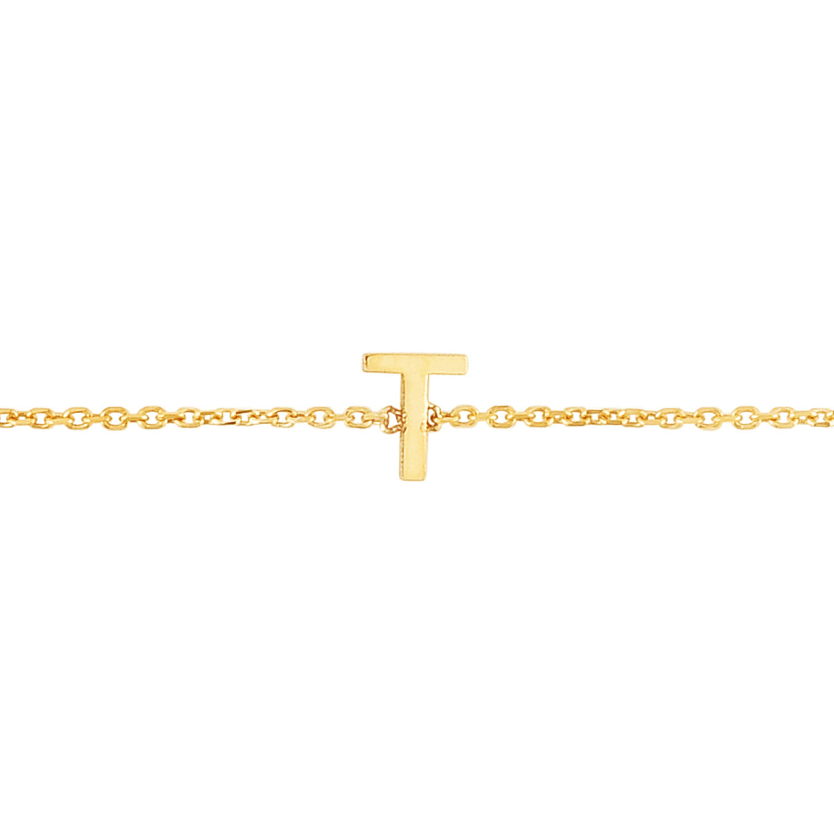 14K Gold Dainty Mini Initial Bracelet: 7" Adjustable at 6.5"