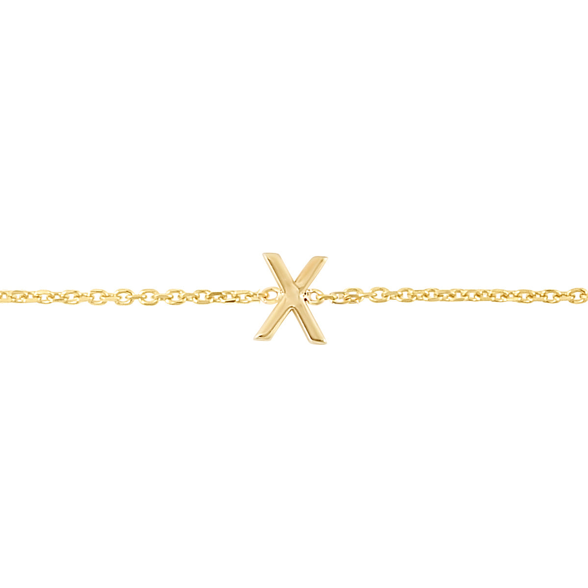 14K Gold Dainty Mini Initial Bracelet: 7" Adjustable at 6.5"
