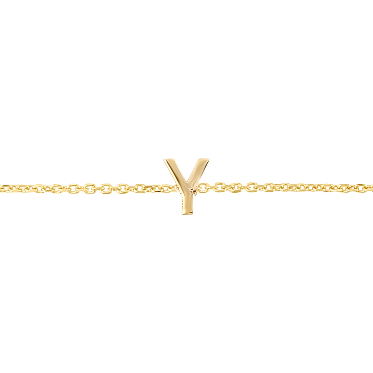 14K Gold Dainty Mini Initial Bracelet: 7" Adjustable at 6.5"