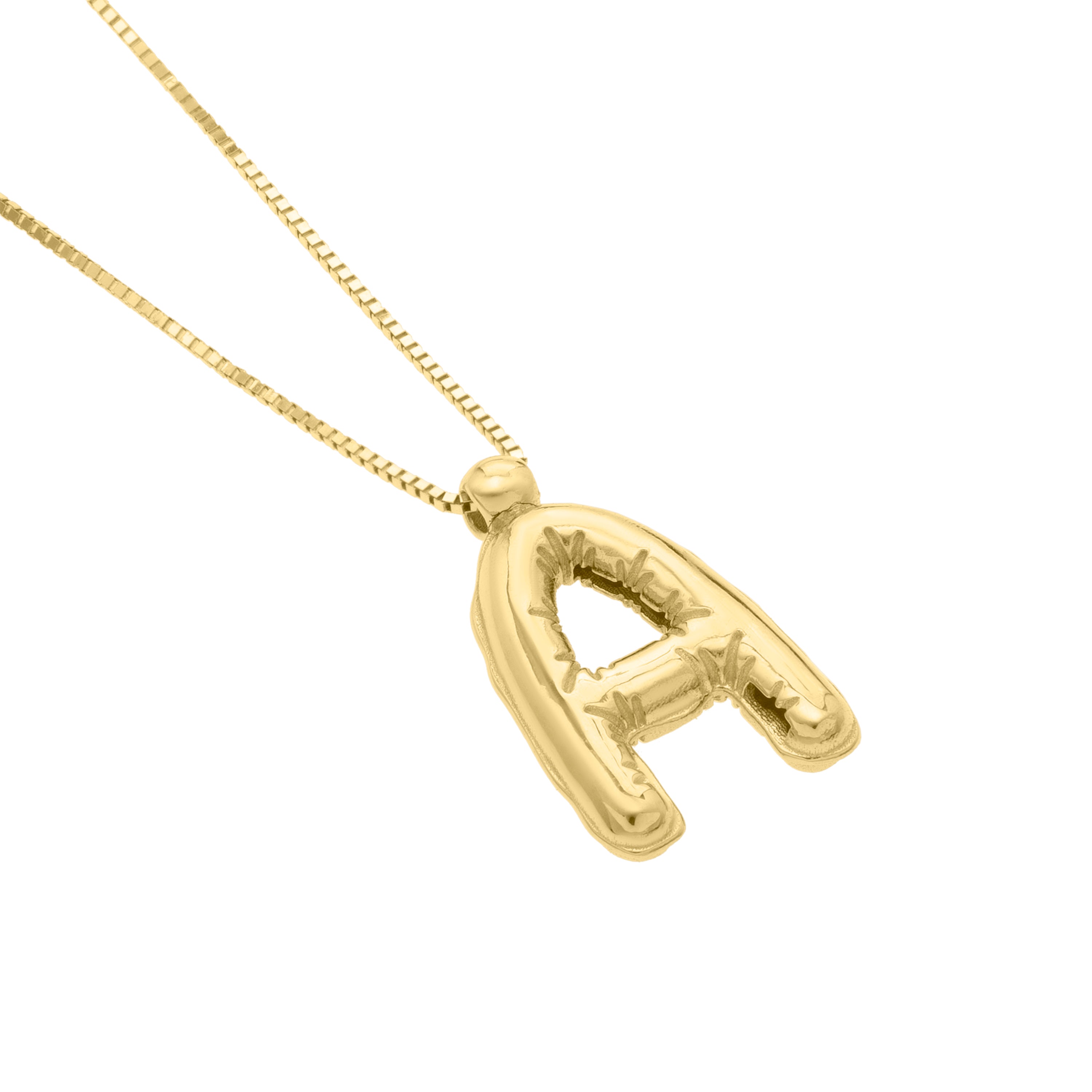 14K Gold Helium Initial Pendant Necklace: 18"