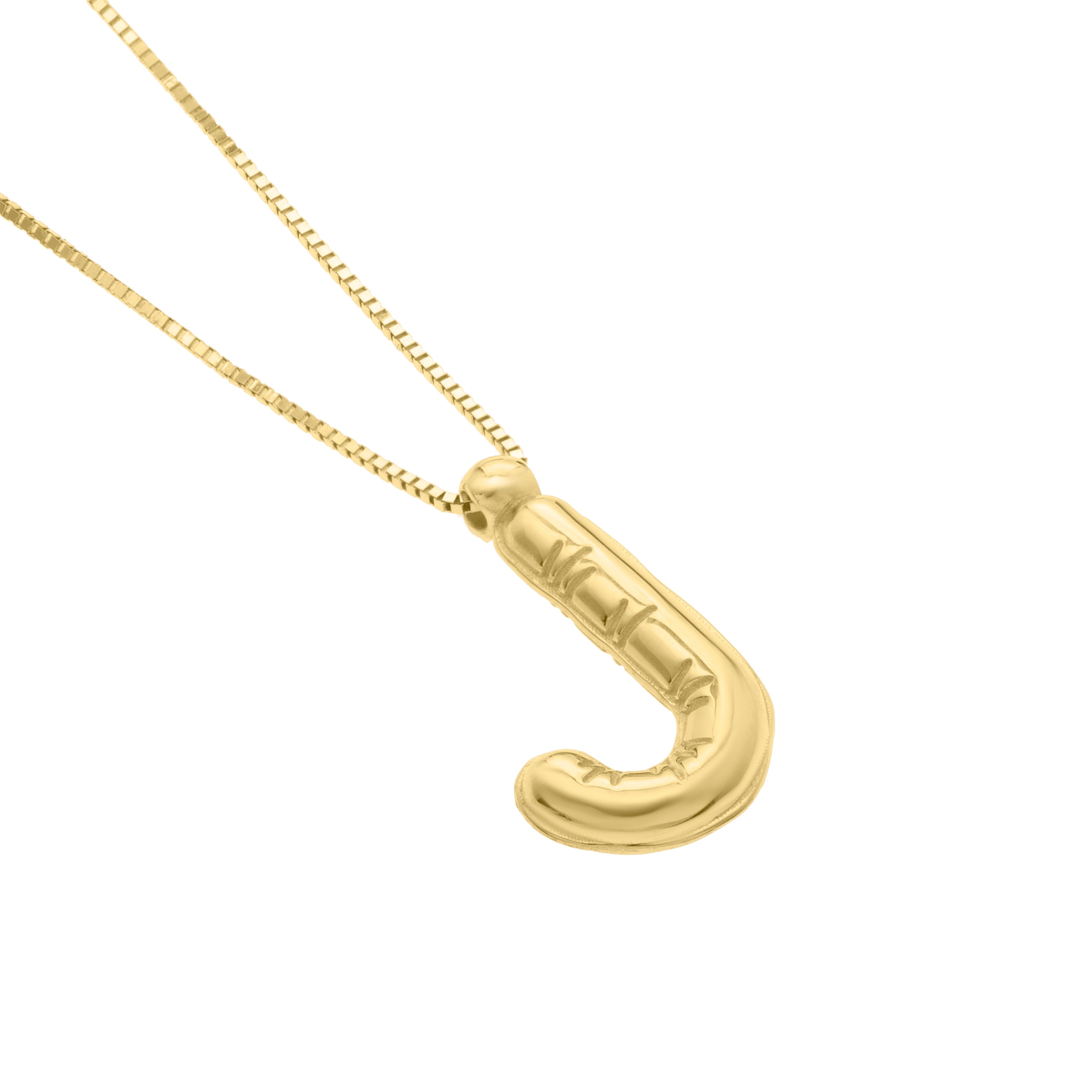 14K Gold Puffy Helium Initial Pendant Necklace: 18" Adjustable at 16"