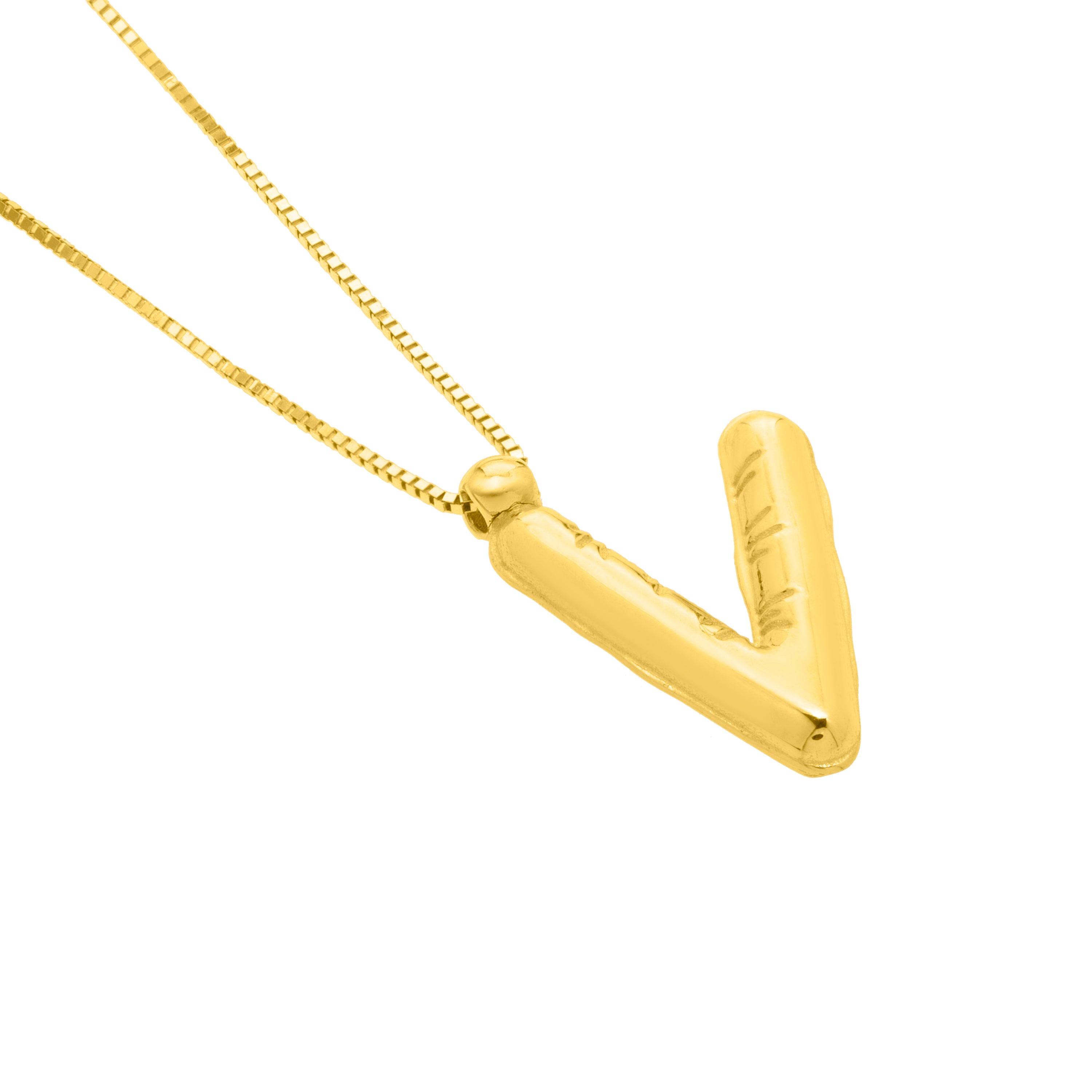 14K Gold Puffy Helium Initial Pendant Necklace: 18" Adjustable at 16"