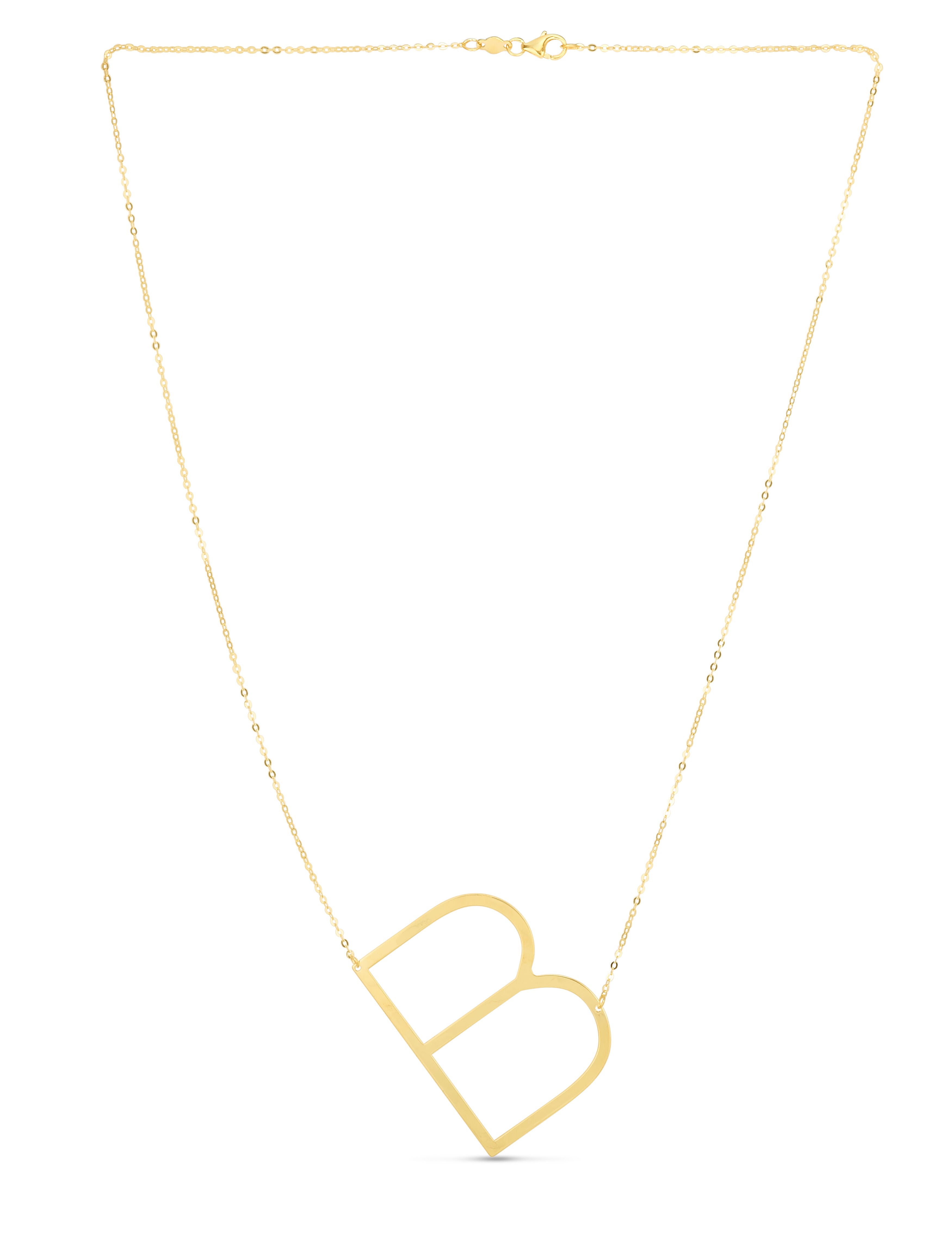 14K Gold Large Sideways Initial Necklace: 18"