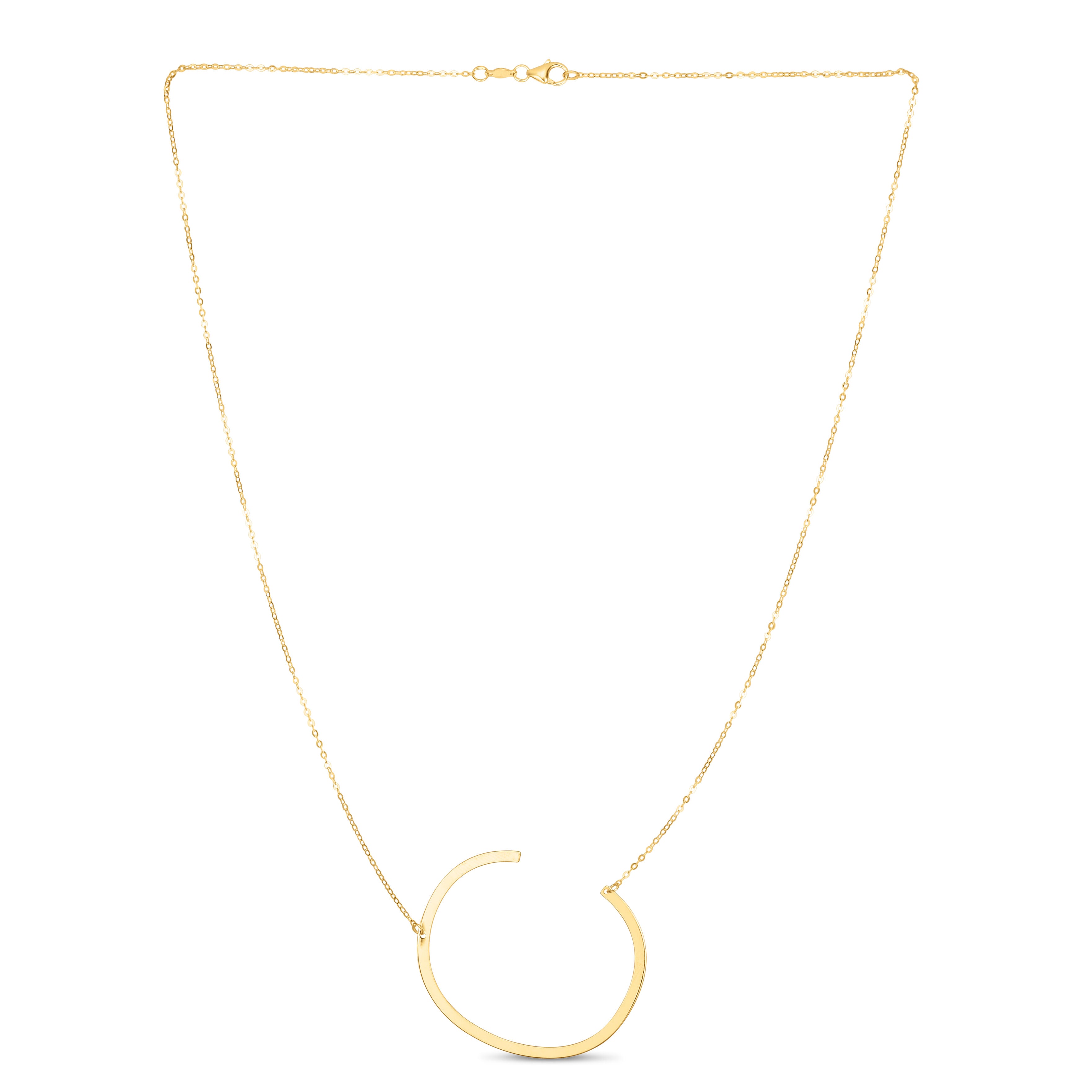 14K Gold Large Sideways Initial Necklace: 18"