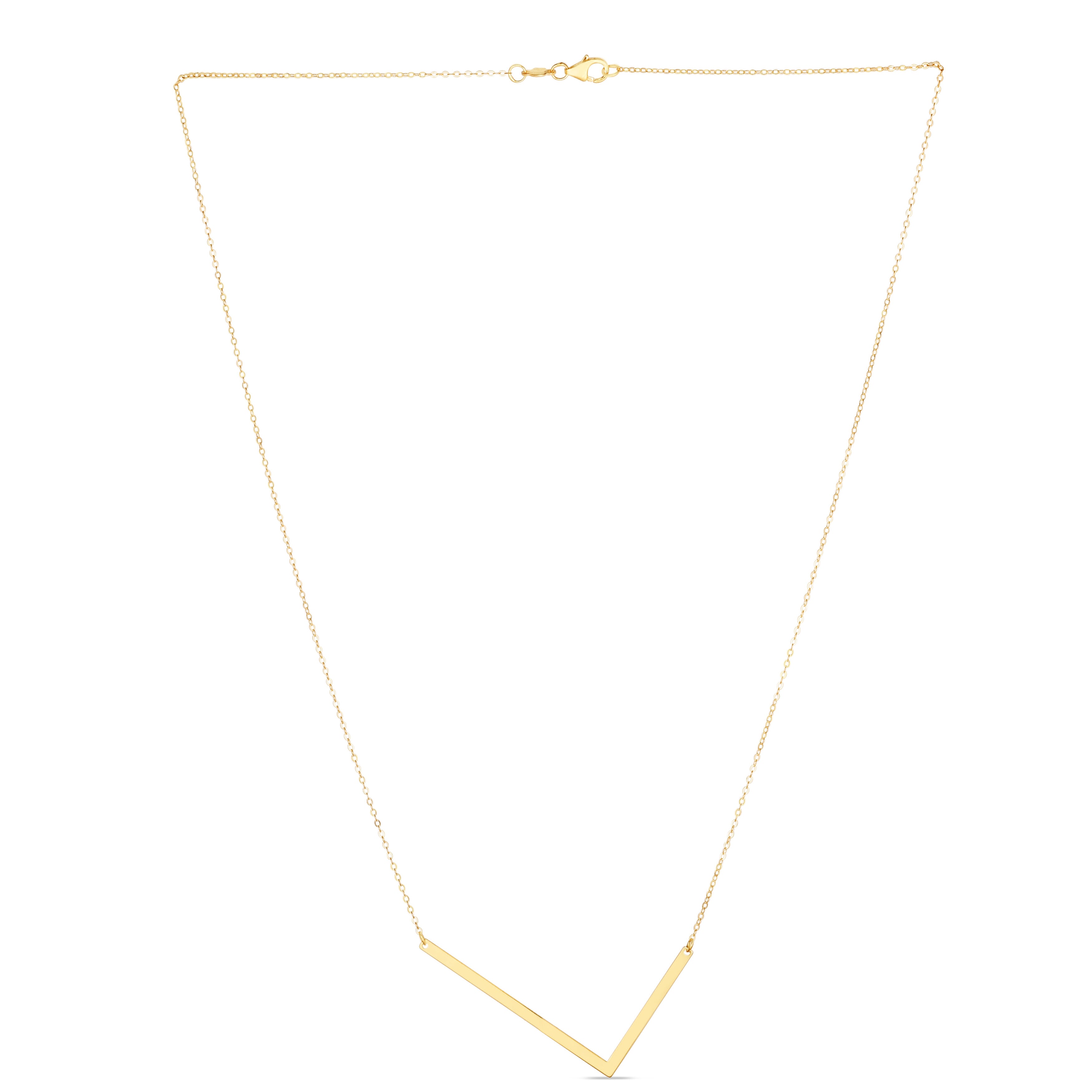 14K Gold Large Sideways Initial Necklace: 18"
