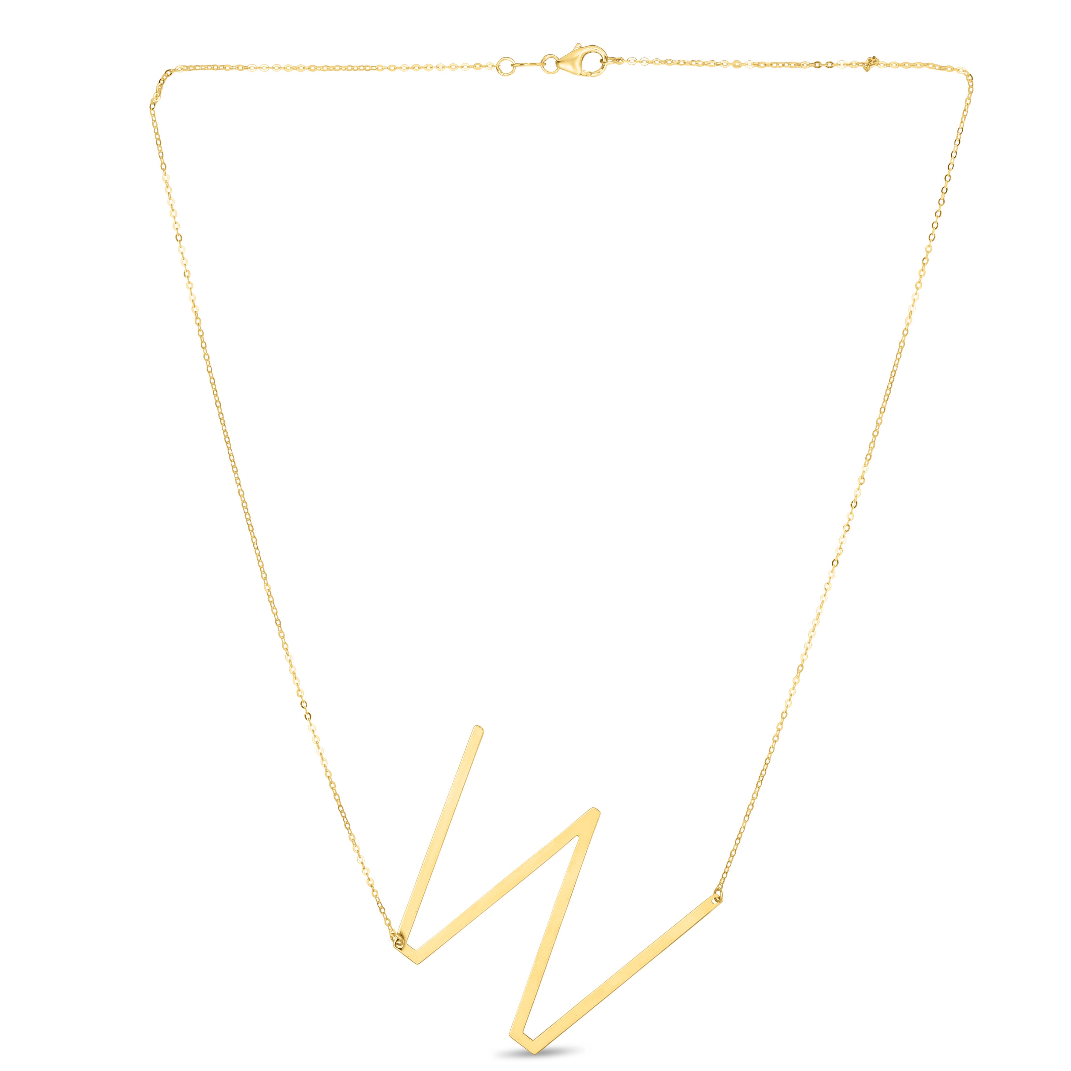 14K Gold Large Sideways Initial Necklace: 18"