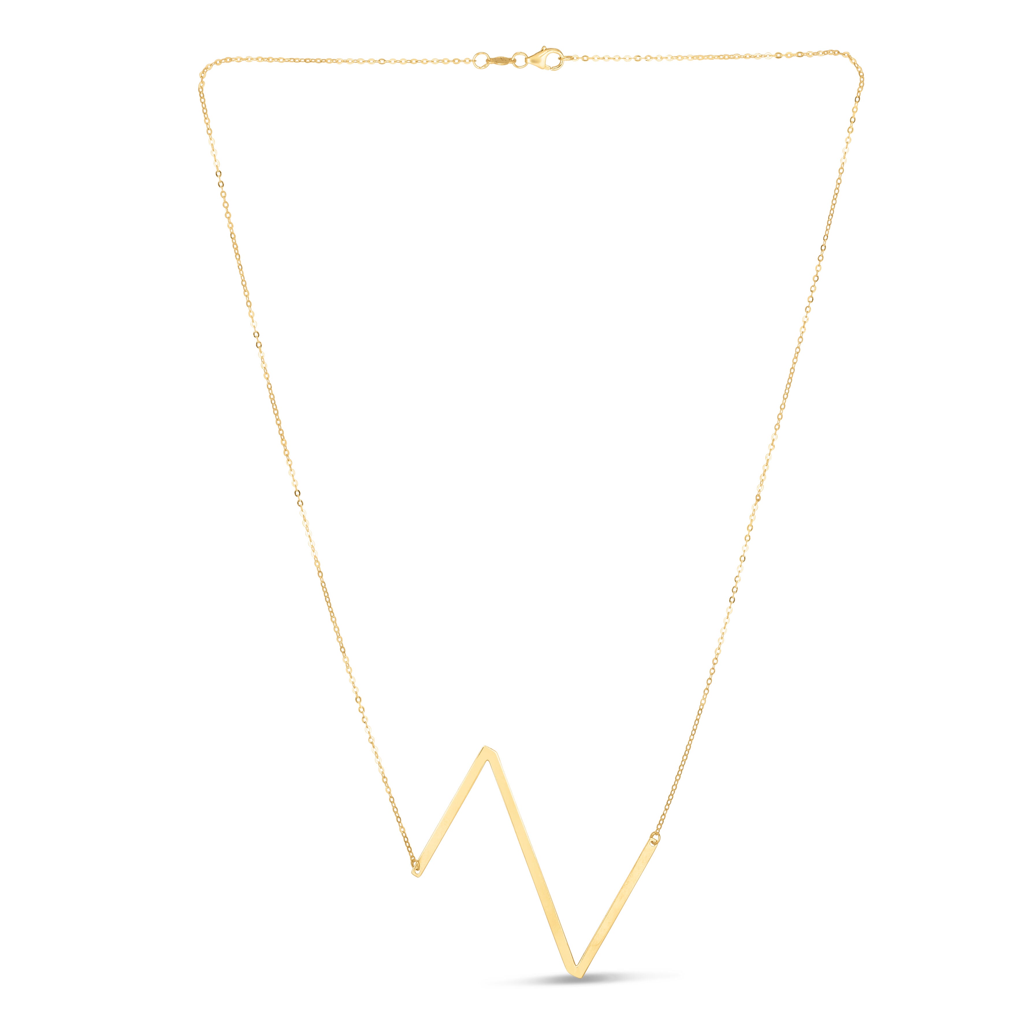 14K Gold Large Sideways Initial Necklace: 18"