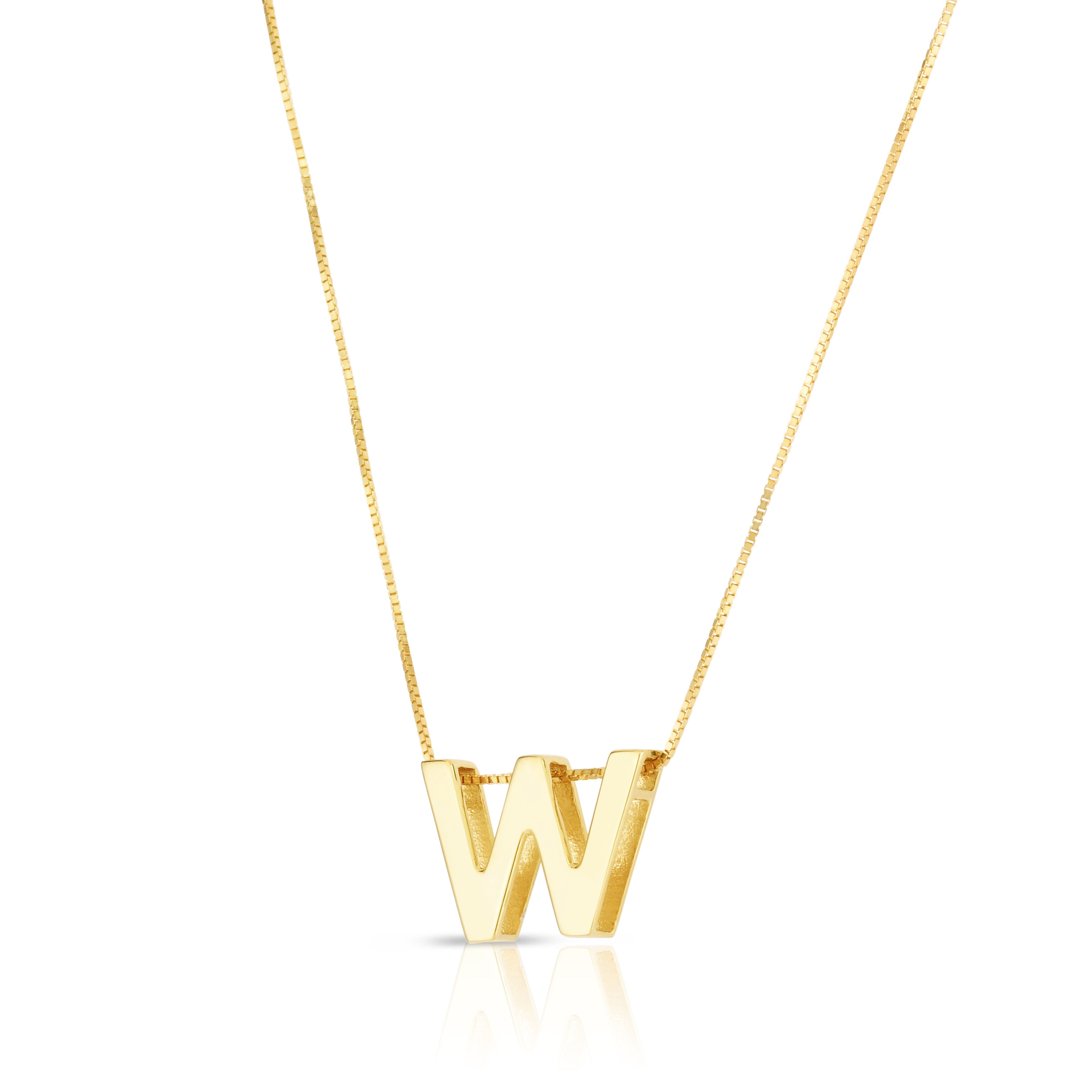 14K Gold Block Initial Pendant Necklace: 16-18" Adjustable