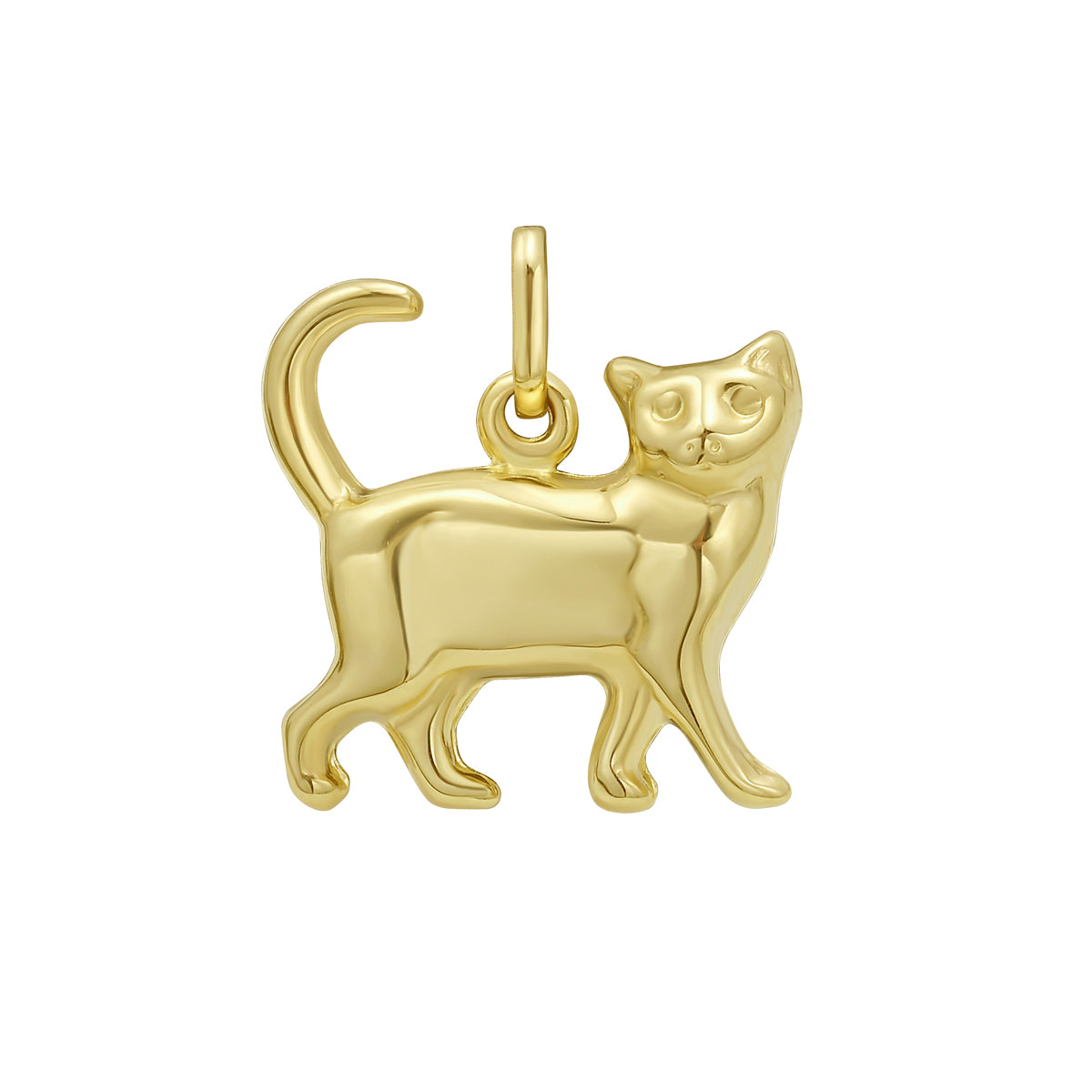 14K Gold Cat Charm Pendant