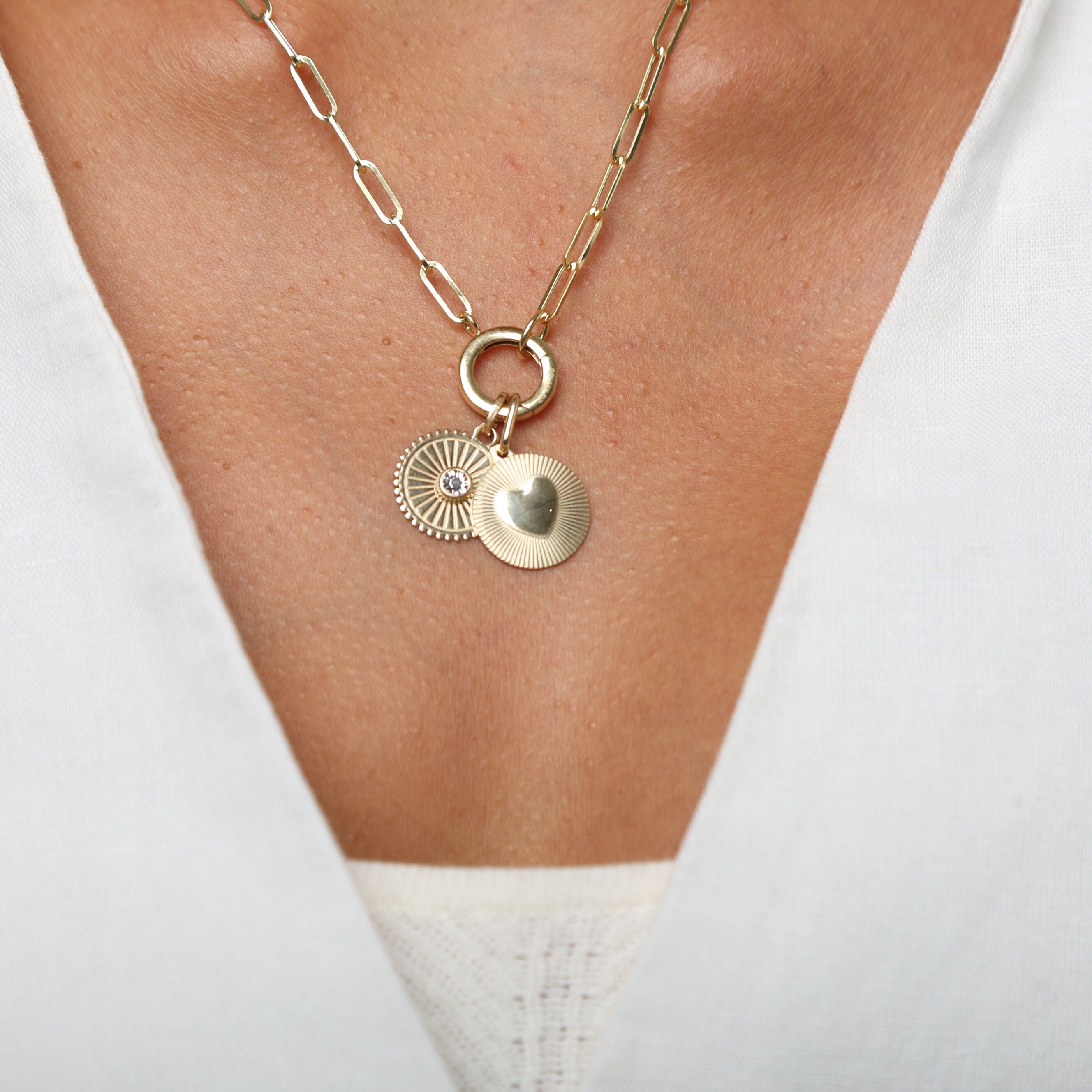 14K Gold Radiant Heart Charm Pendant