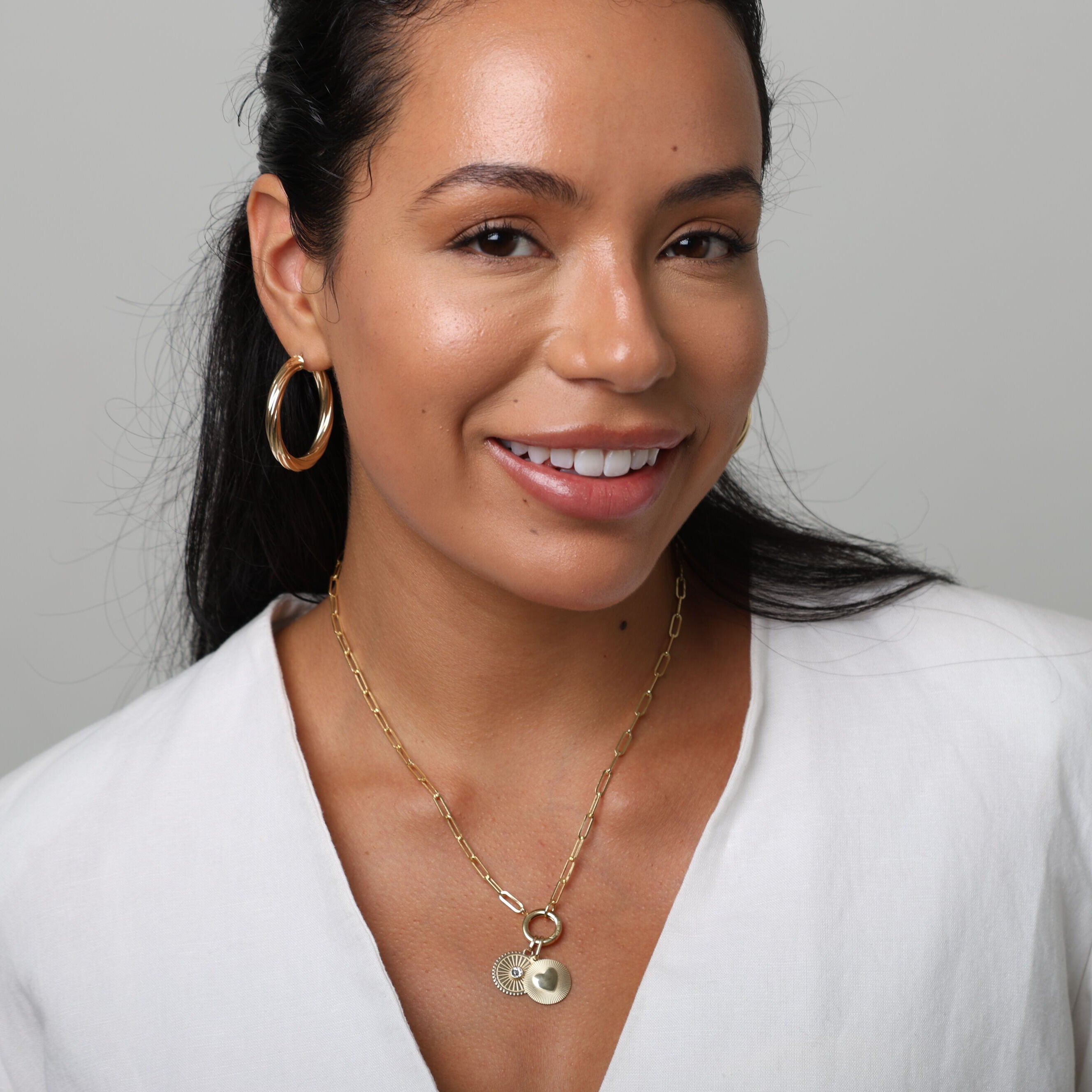 14K Gold Radiant Heart Charm Pendant