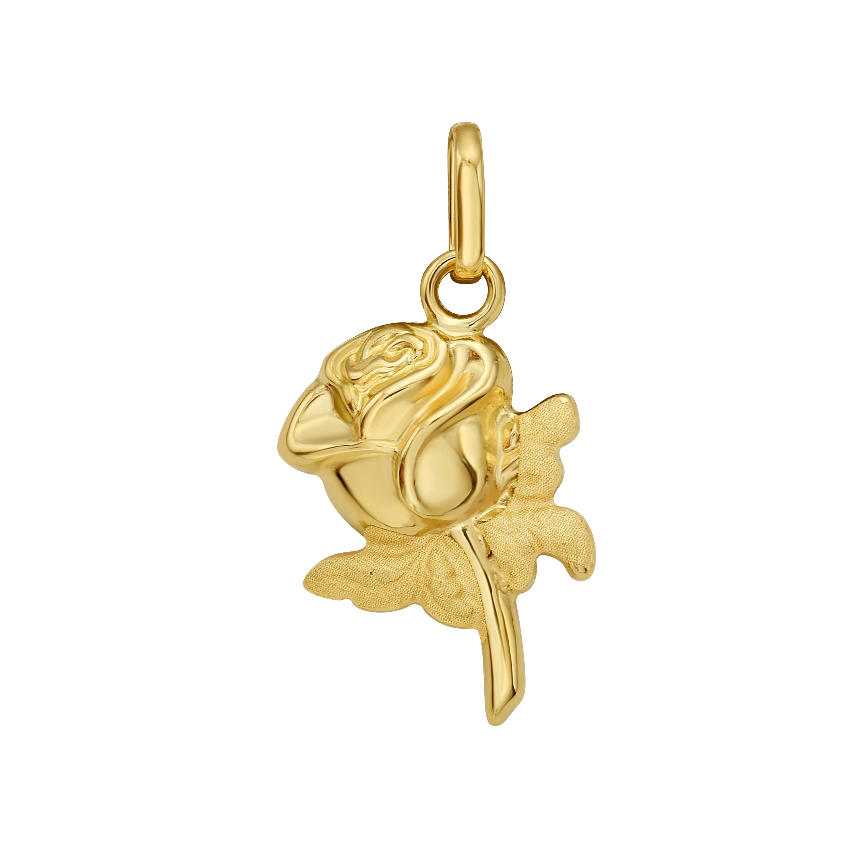 14K Gold Rose Charm Pendant