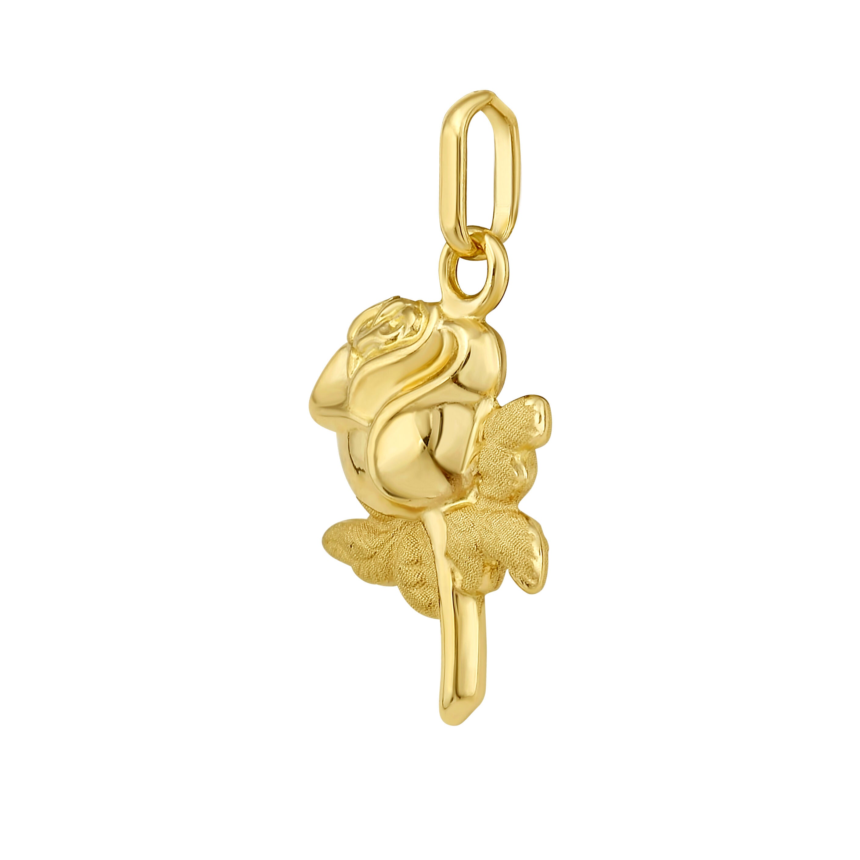 14K Gold Rose Charm Pendant
