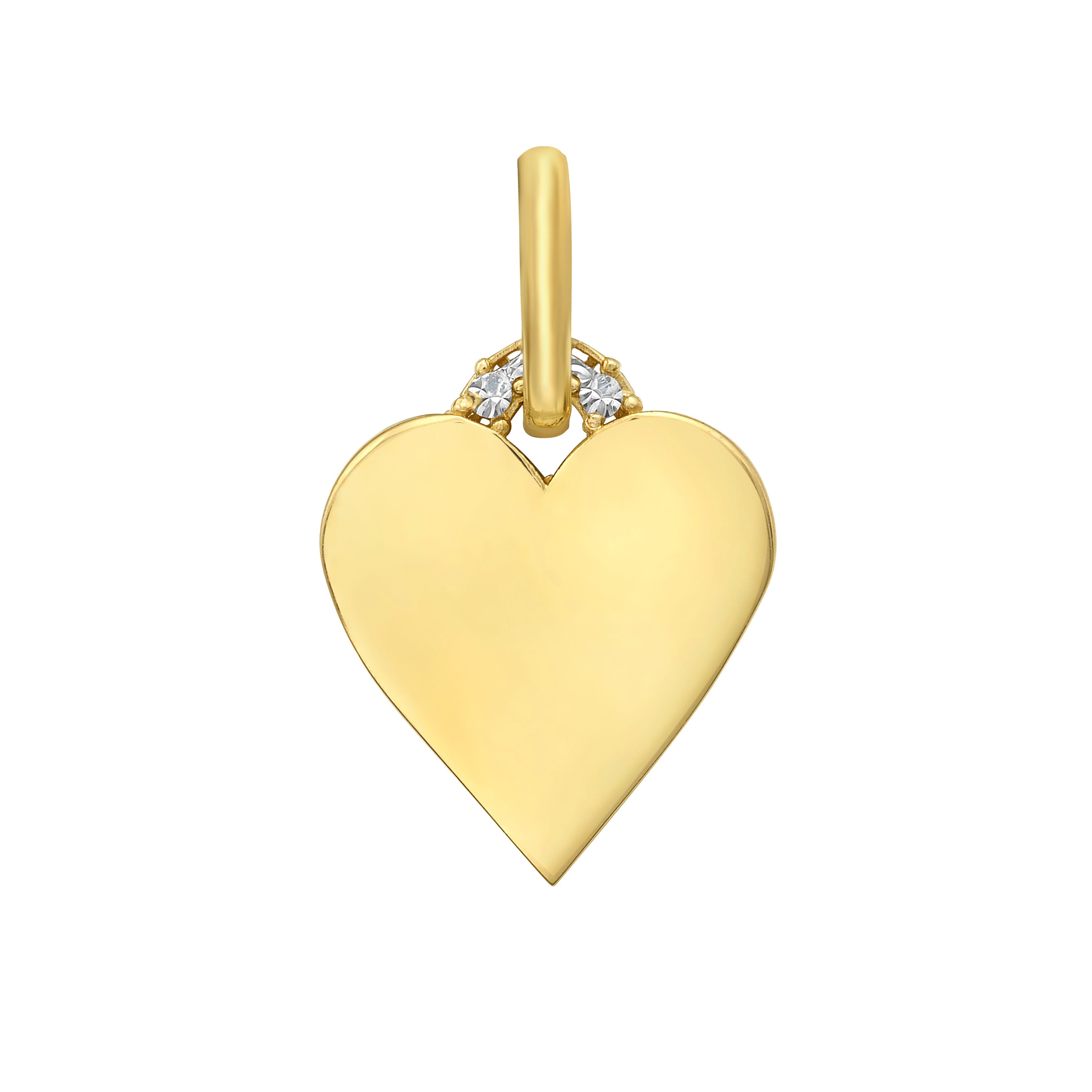 14K Two Tone Gold Heart Charm Pendant:  Polished Yellow Gold with White Gold Accent