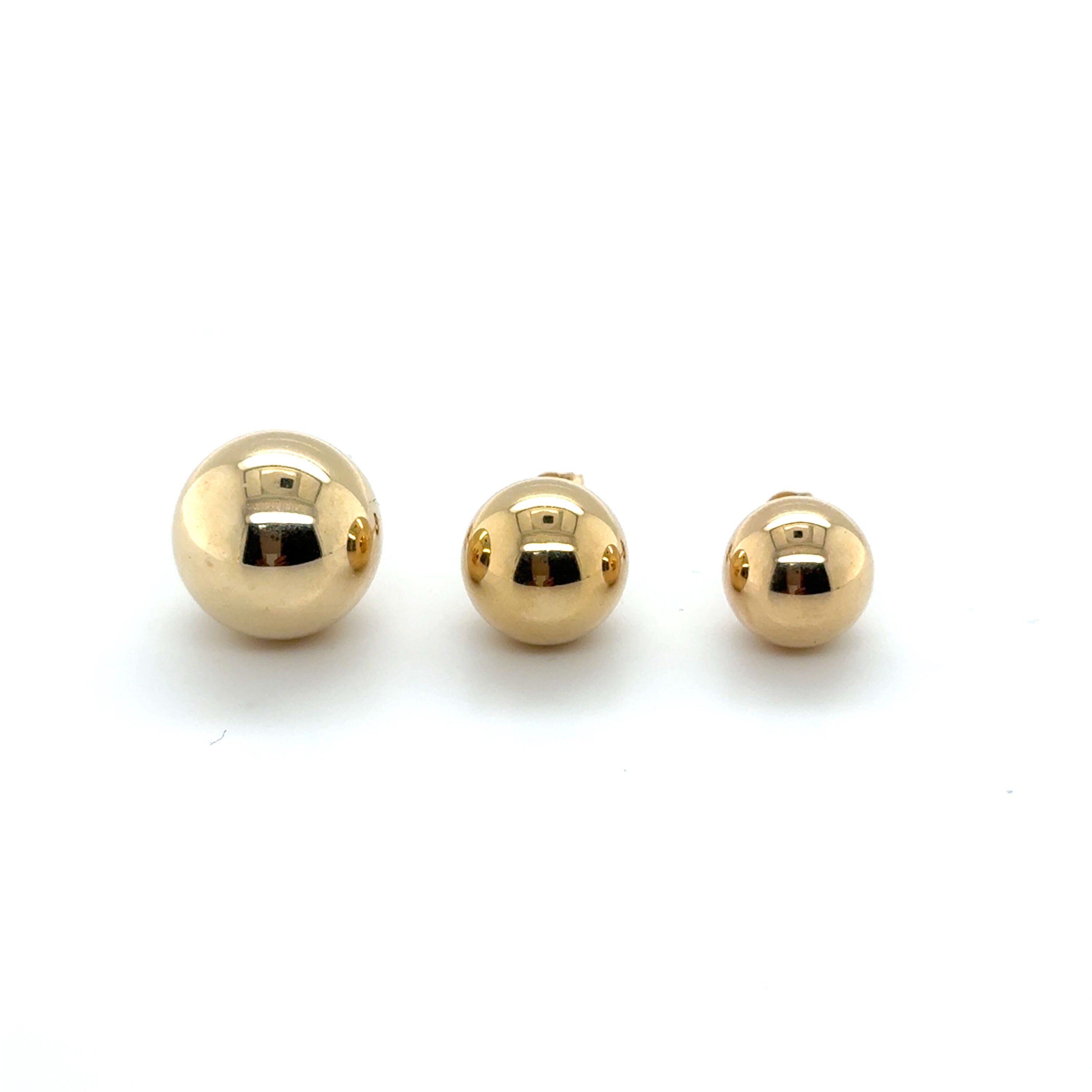 14K Gold Ball Stud Earrings: 9mm, 10mm, 12mm