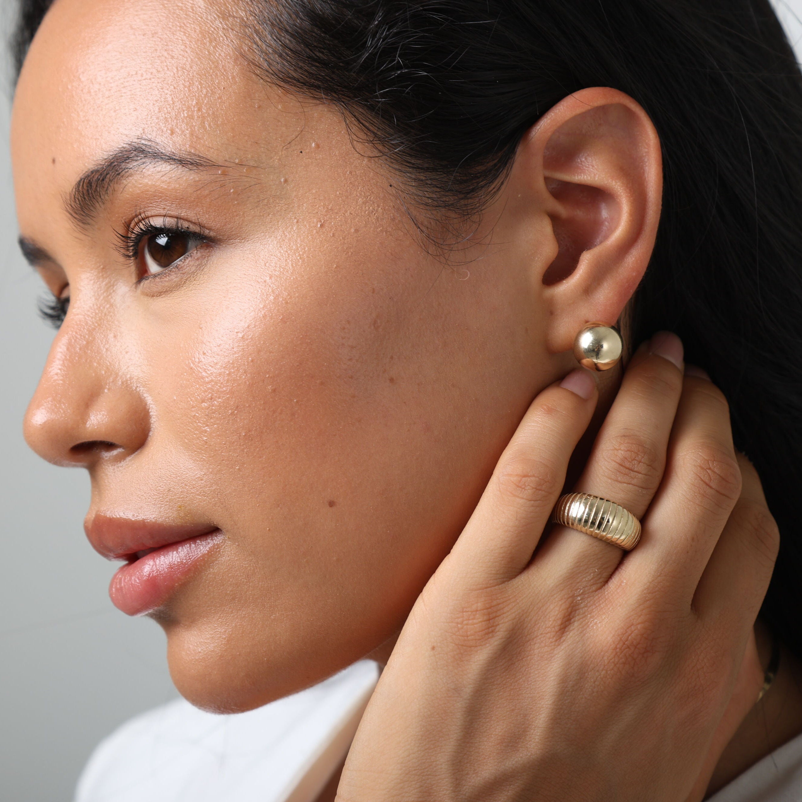 14K Gold Ball Stud Earrings: 9mm, 10mm, 12mm