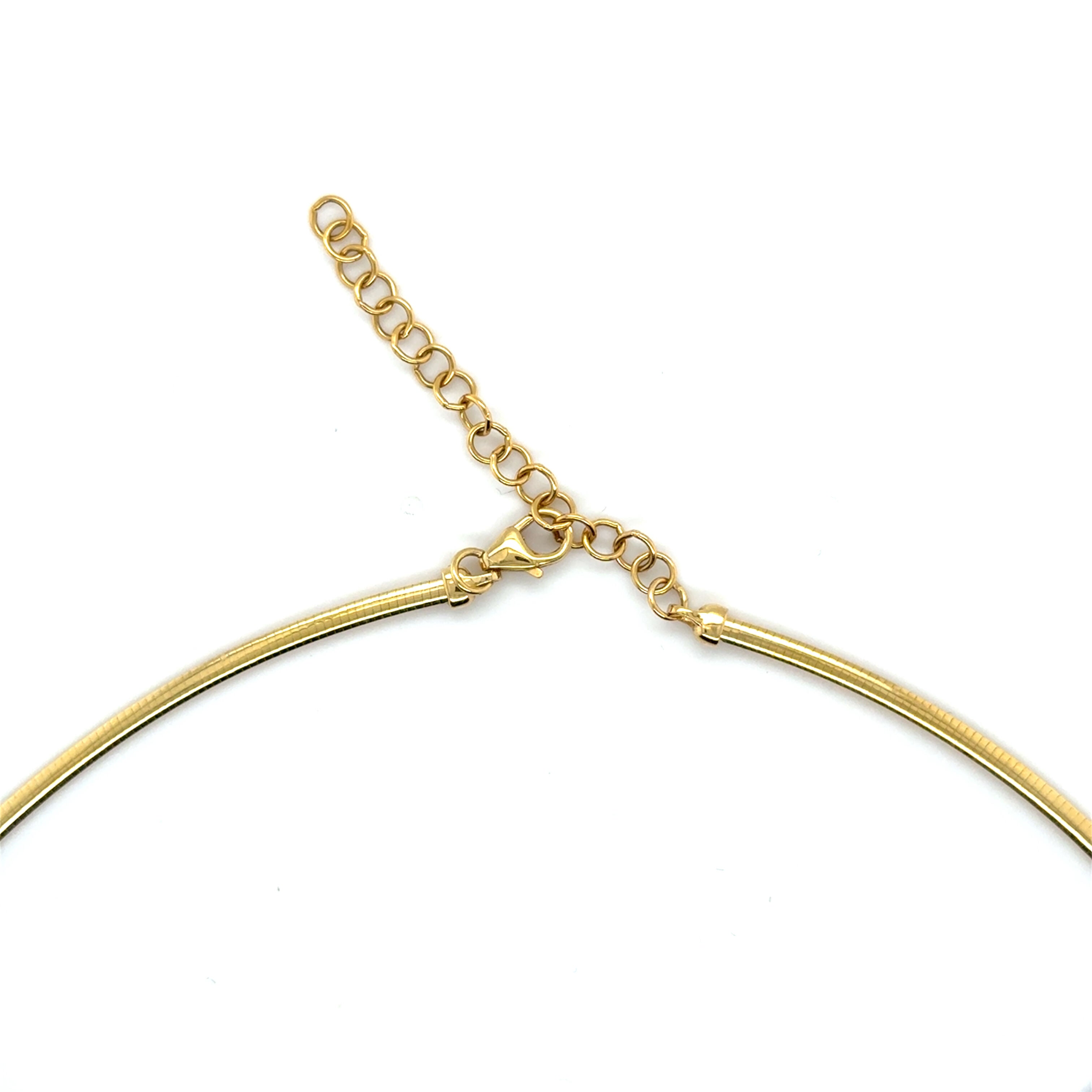14K Gold Thin Omega Diamond Bar Necklace: 18" to 16" Adjustable