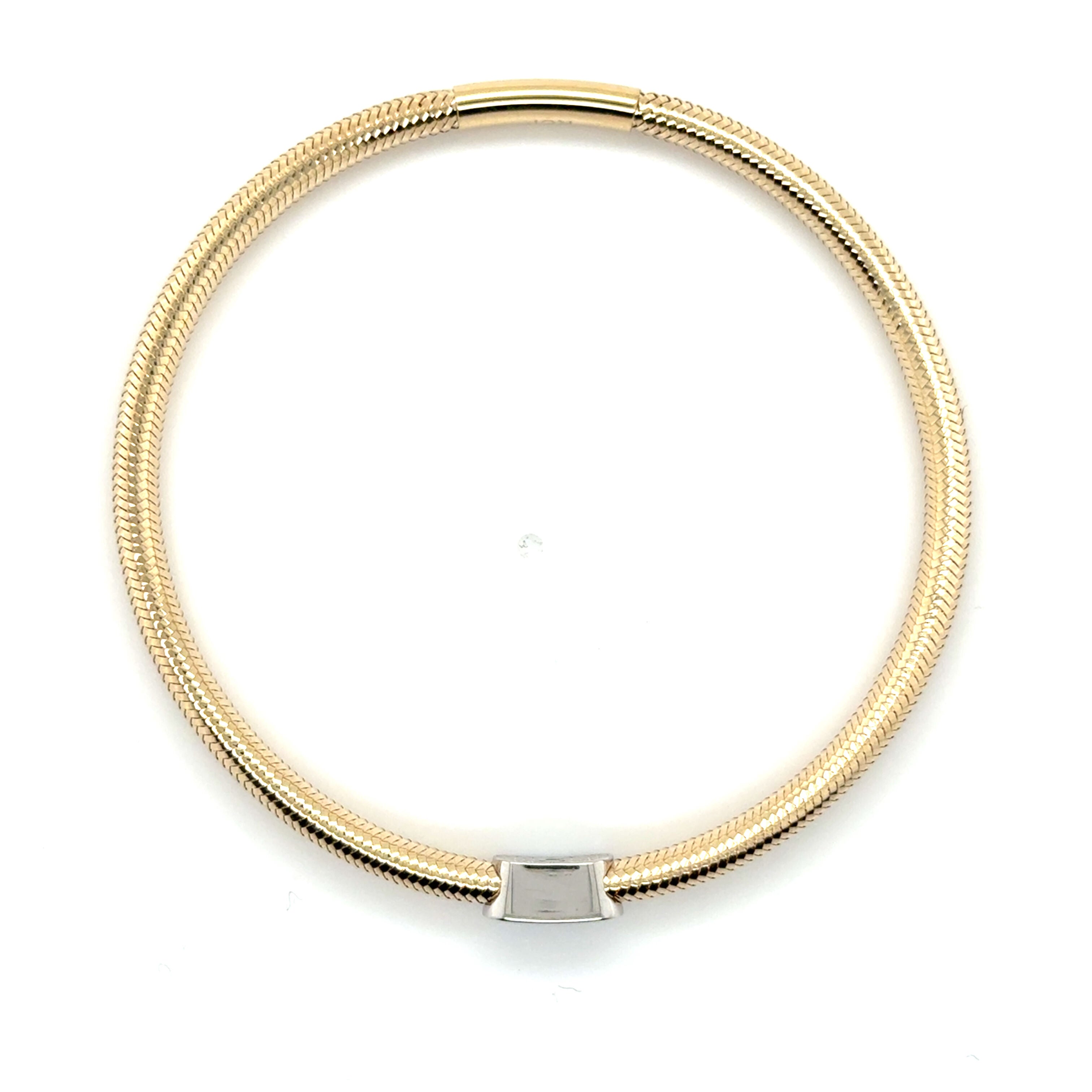 14K Yellow Gold & Diamonds Stretch Mesh Bangle Bracelet: Slip-on