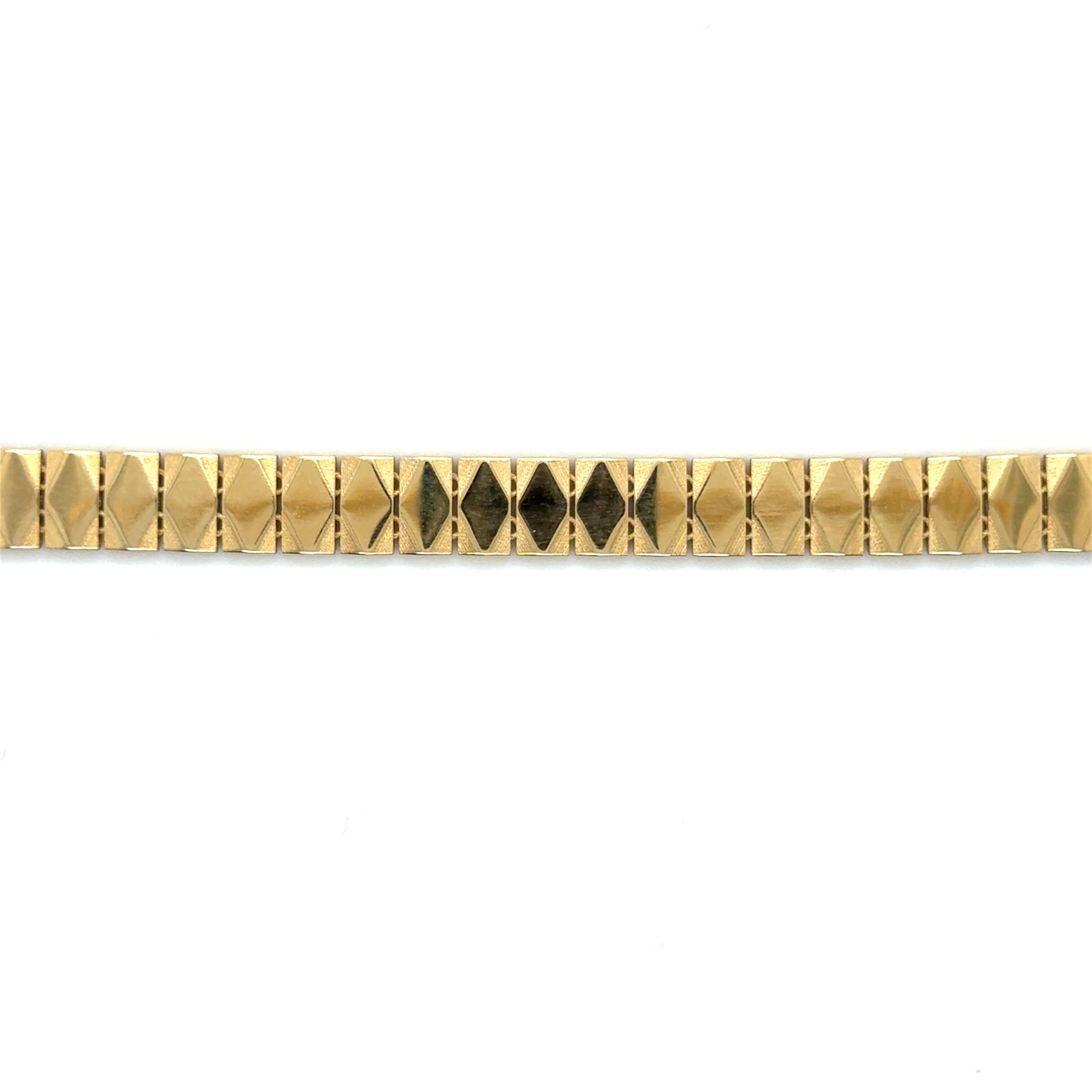 14K Solid Gold Bracelet Diamond-Cut Tile Link – Textured, Polished, Bold