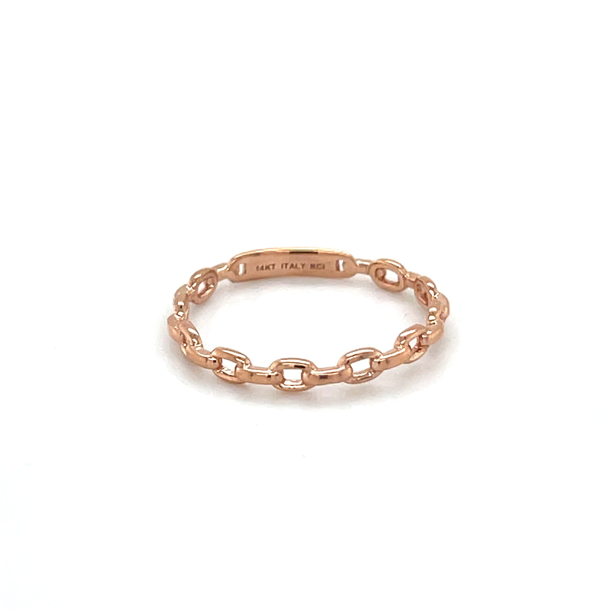 14K Gold Dainty Oval Link Ring: Yellow, White and Rose Gold, Made In Italy