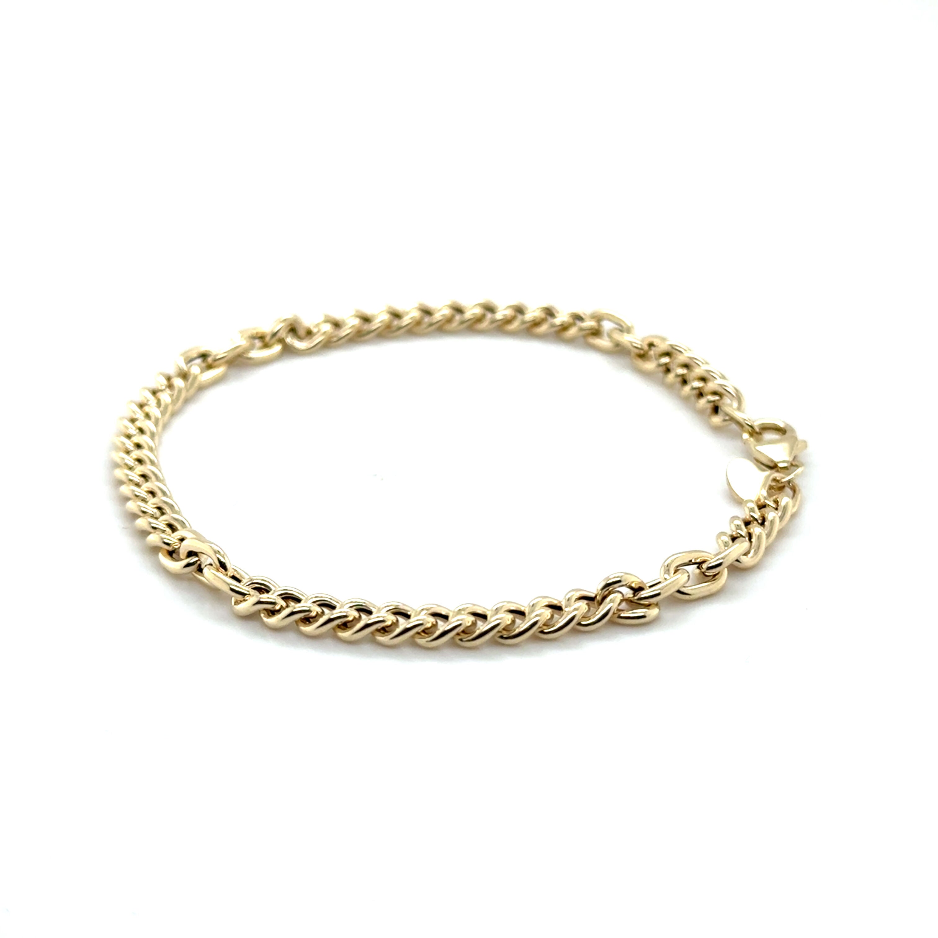 14K Yellow Gold Cuban & Oval Mixed Link Bracelet