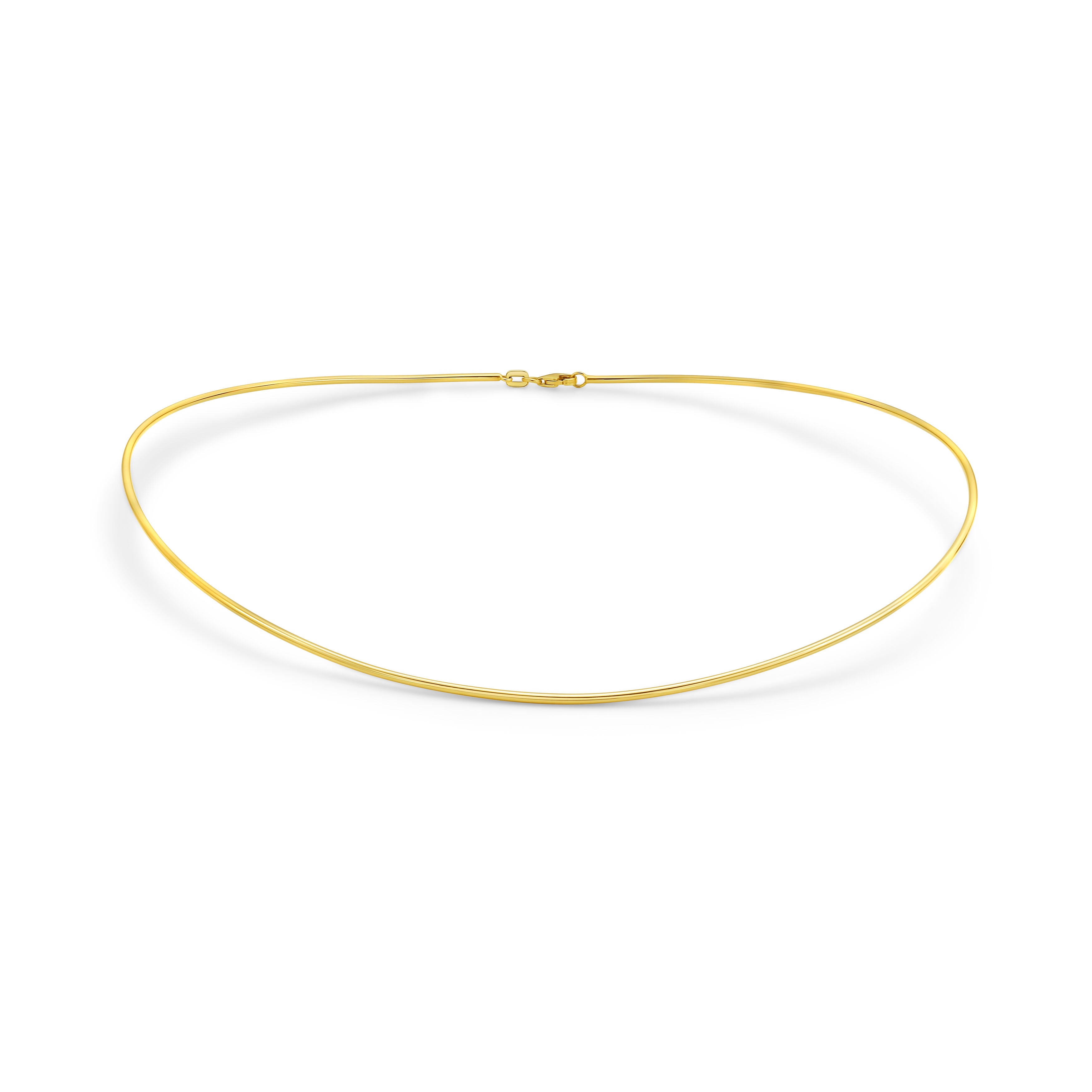 14K Yellow Gold Thin Omega Collar Necklace 16"