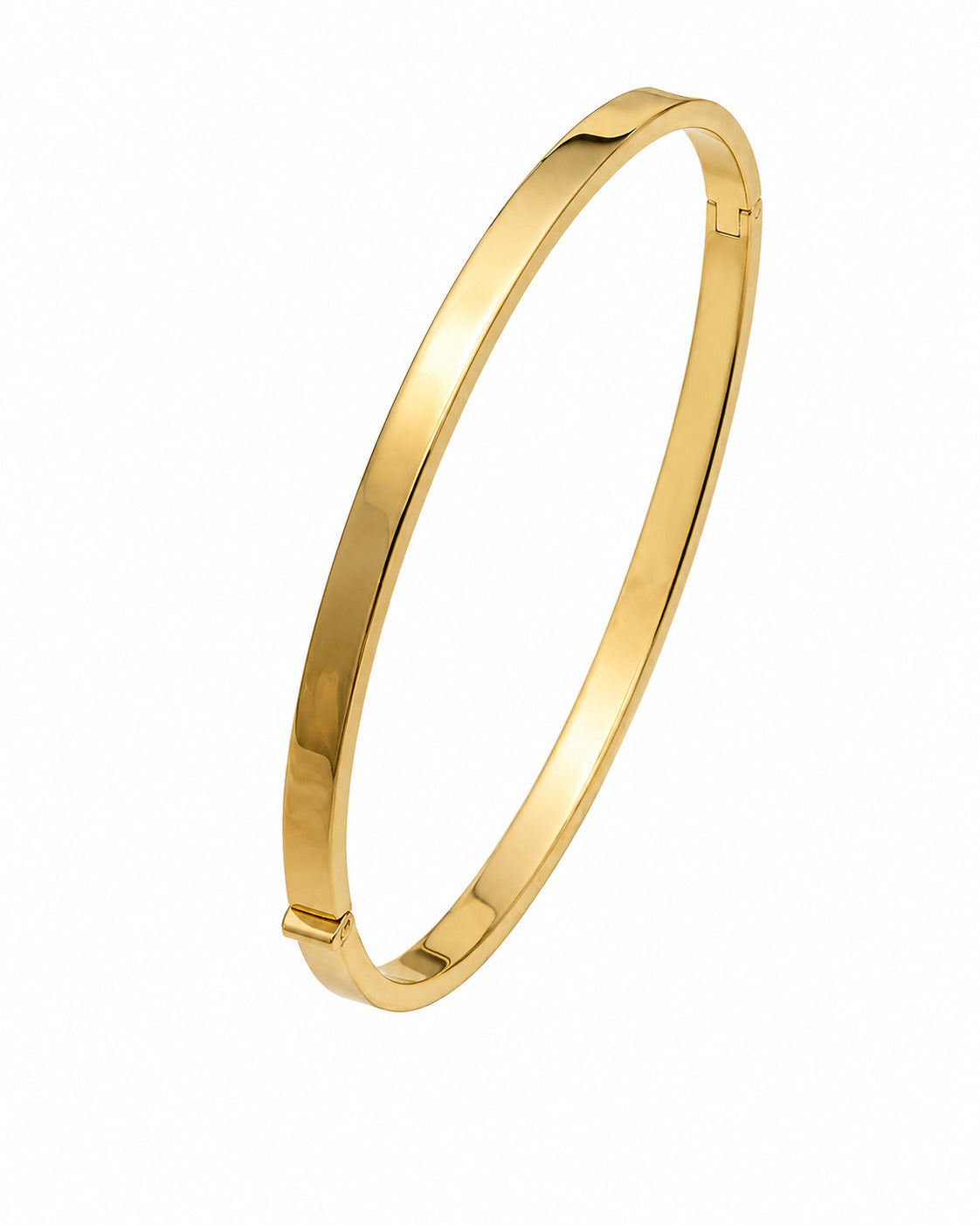 14K Yellow Gold Flat Polished Bangle Bracelet – 4mm, 7.25"