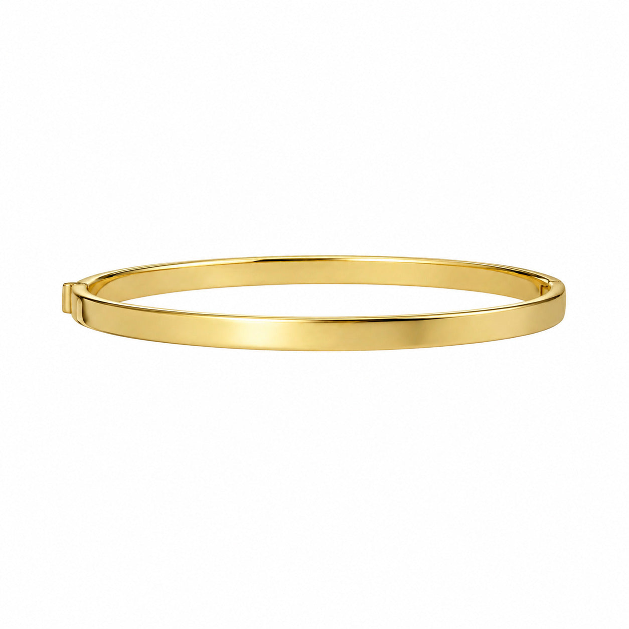 14K Yellow Gold Flat 4mm Square-Edge Bangle 7.25"