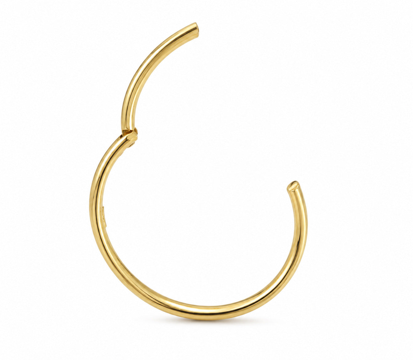 14k Yellow Gold Domed Hinged Cuff Bangle Bracelet, 6mm Thick, Oval