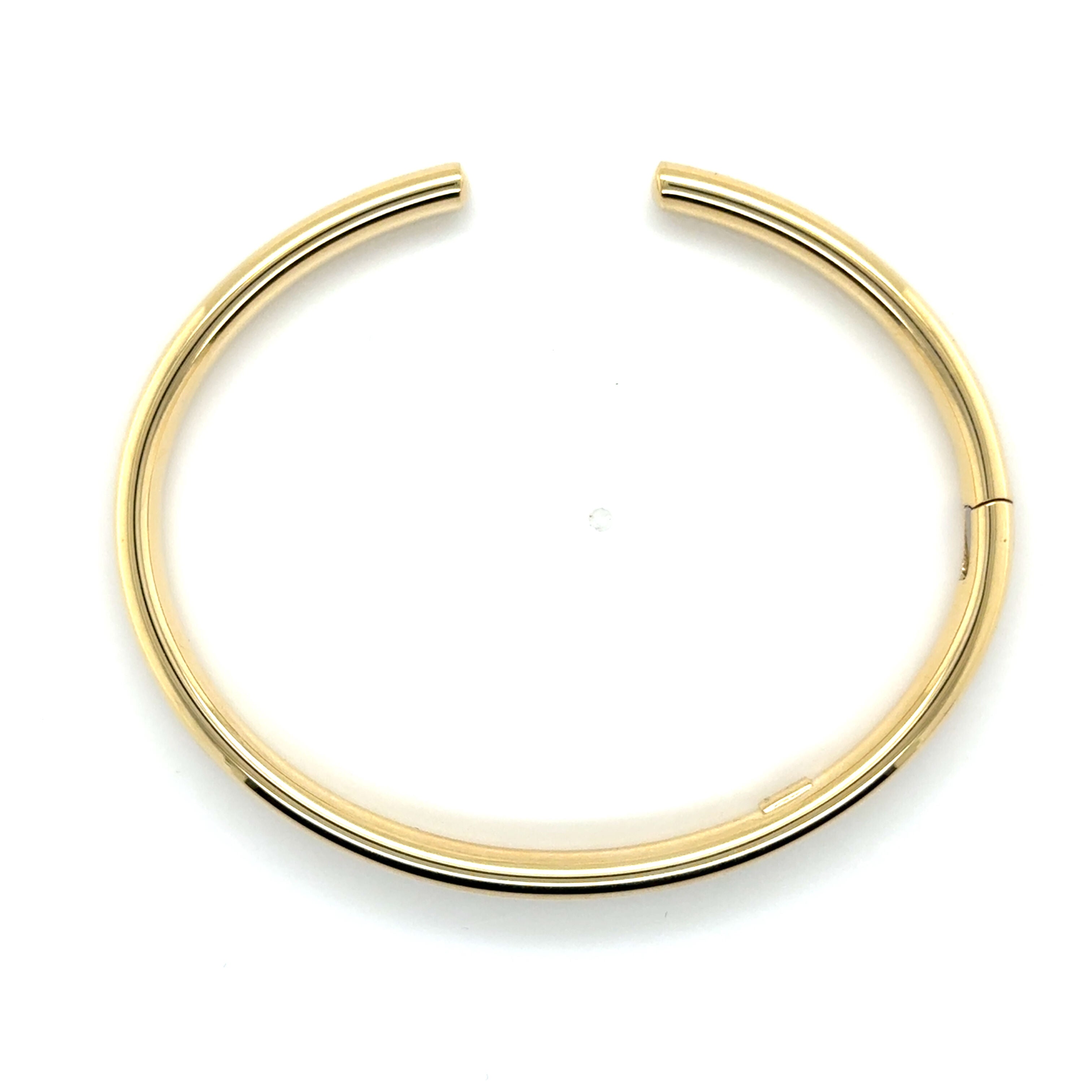 14k Yellow Gold Domed Hinged Cuff Bangle Bracelet, 6mm Thick, Oval