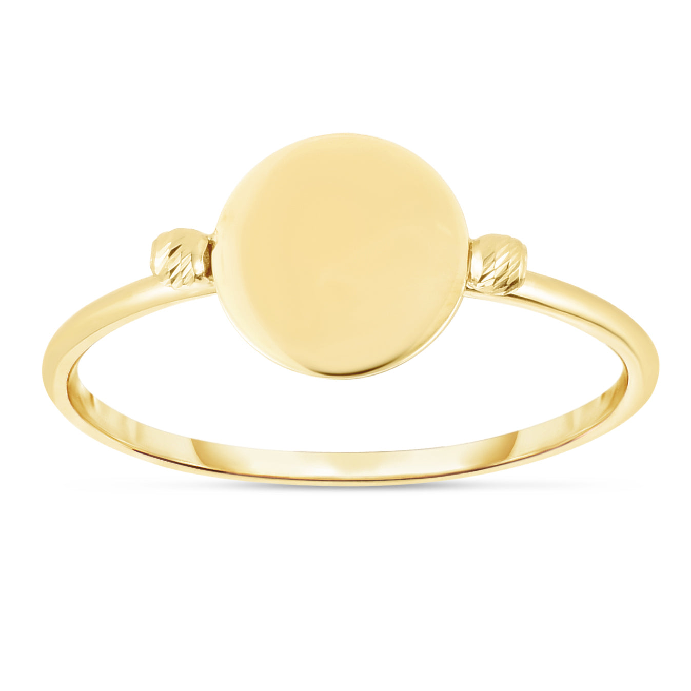14K Yellow Gold Engravable Disc Ring