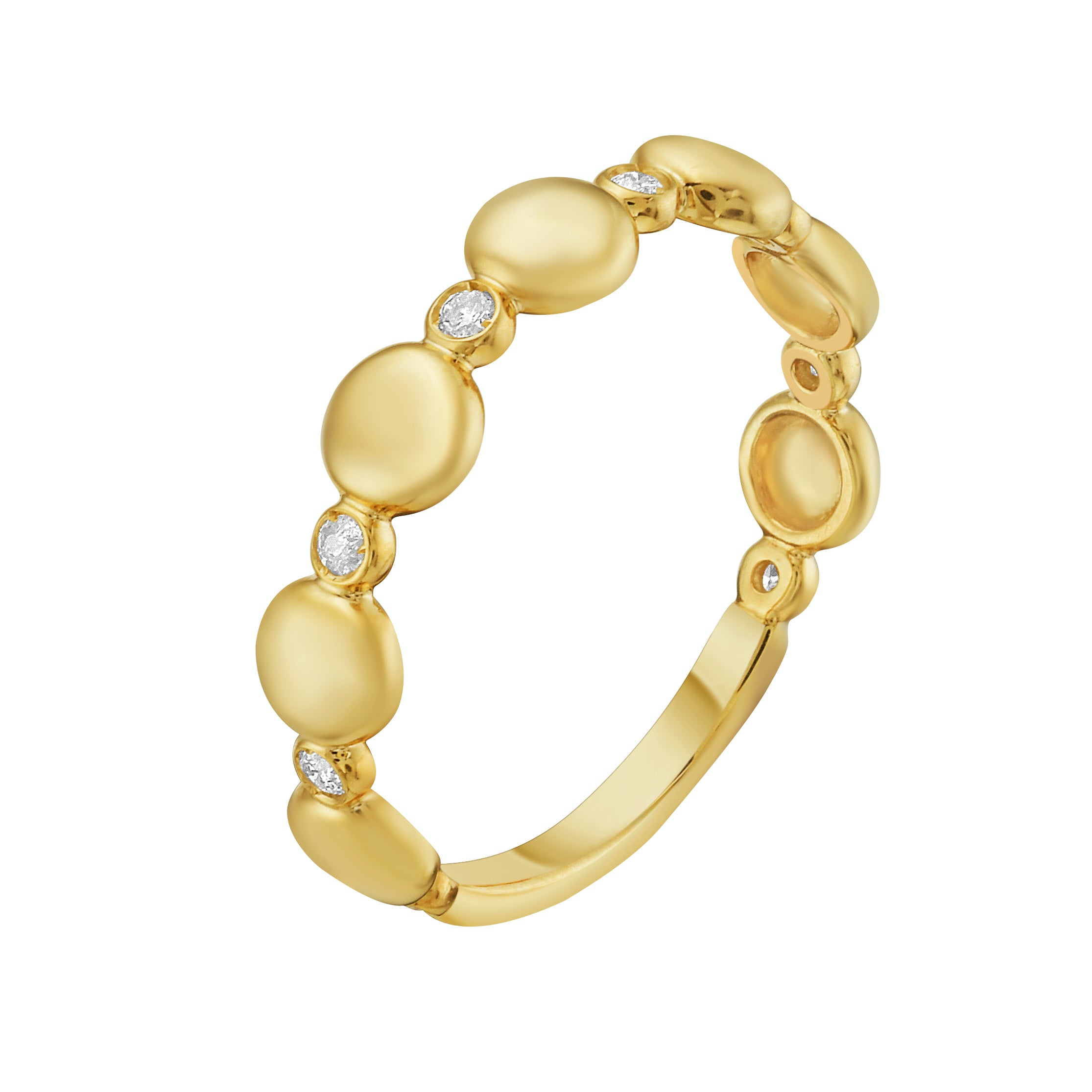 14K Yellow Gold Diamond Pebble Ring