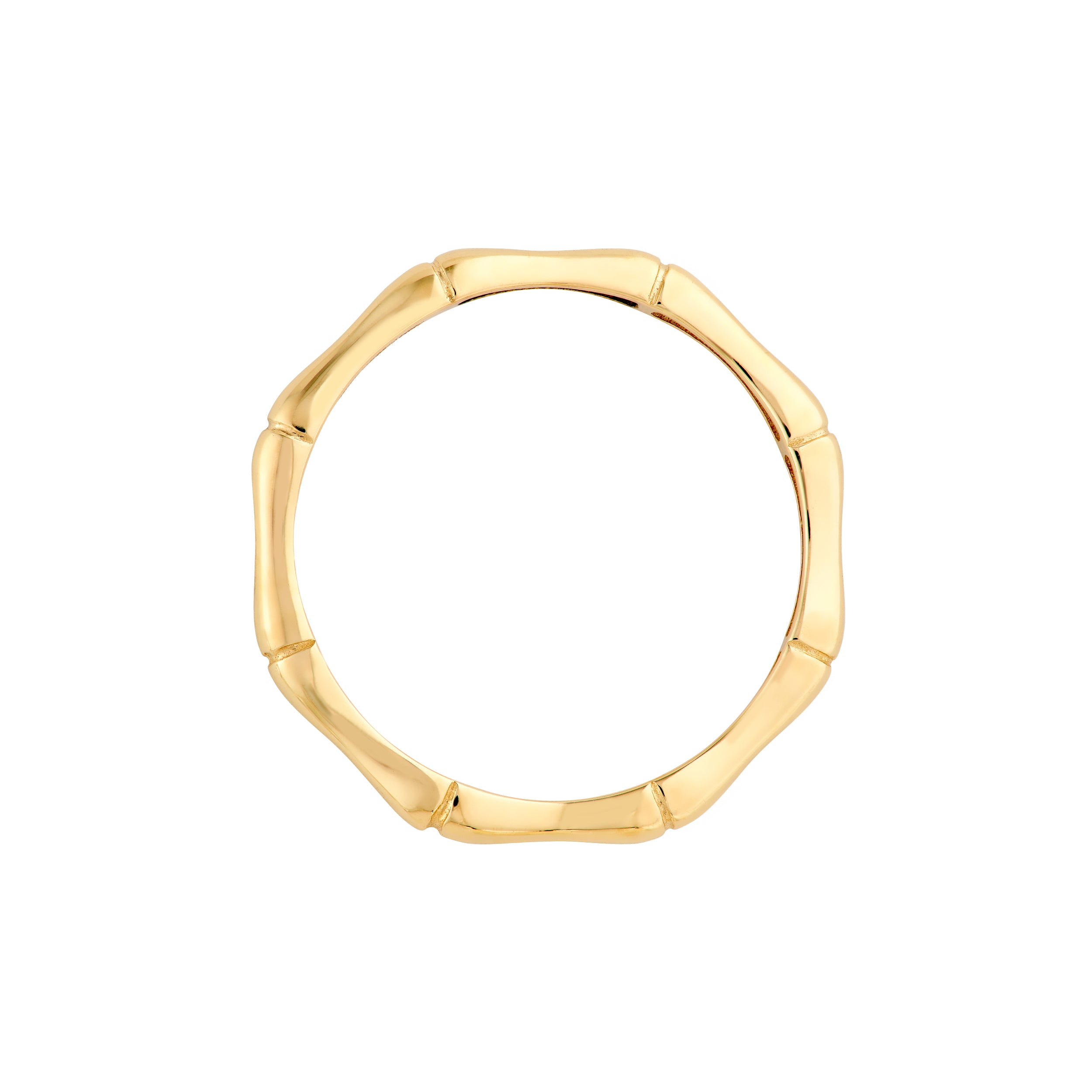 14K Yellow Gold Bamboo Stackable Band Ring