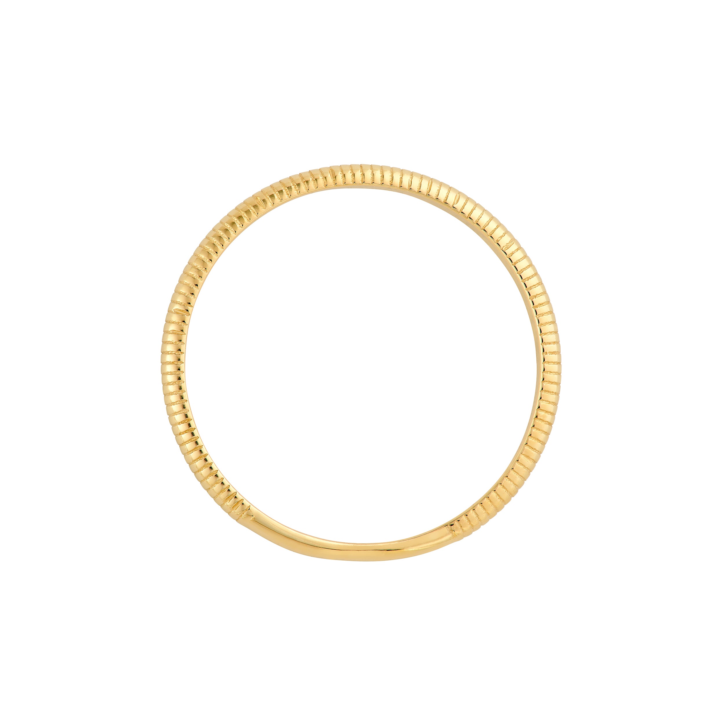 14K Yellow Gold Ribbed Stackable Band Ring