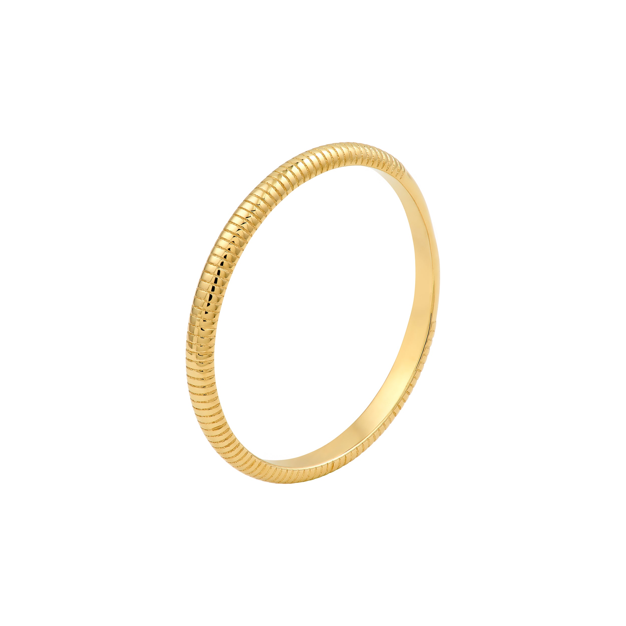 14K Yellow Gold Ribbed Stackable Band Ring