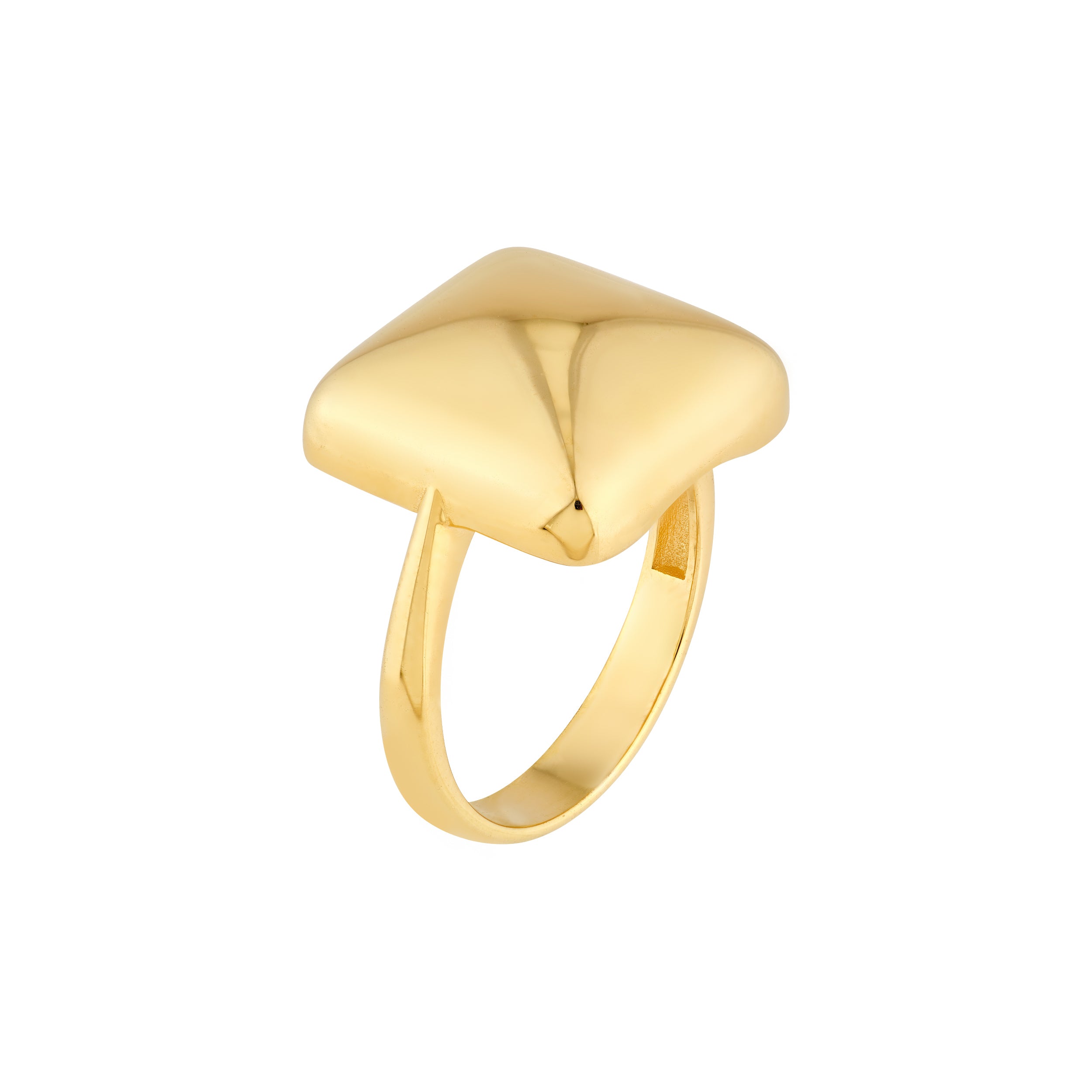 14K Yellow Gold Puffy Cushion Statement Ring