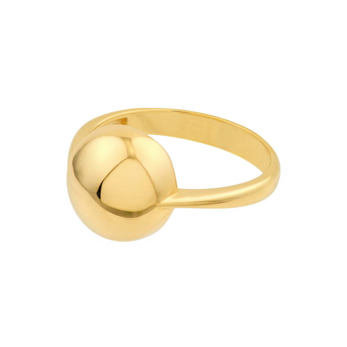 14K Yellow Gold Puffy Sphere Statement Ring