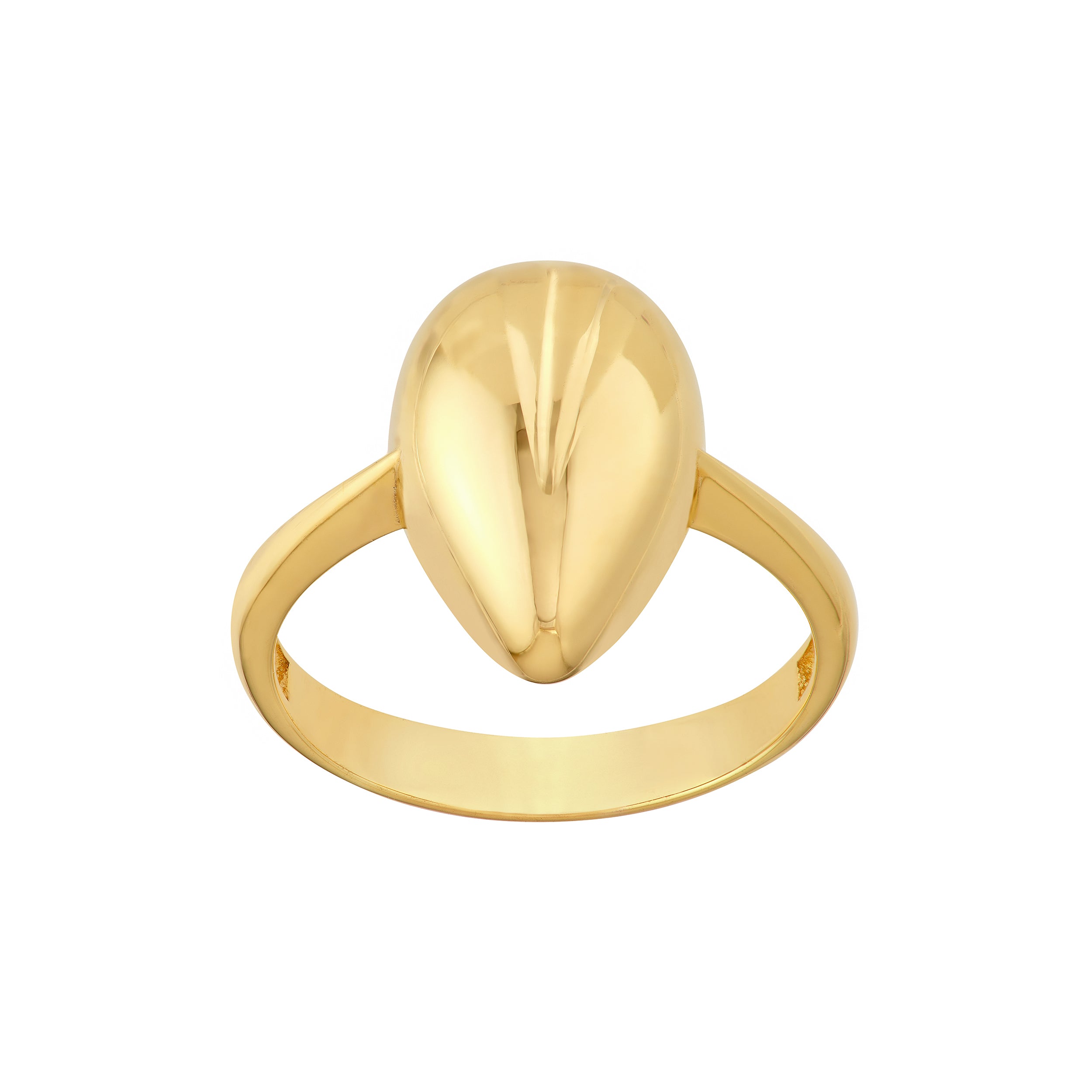 14K Yellow Gold Puffy Teardrop Statement Ring