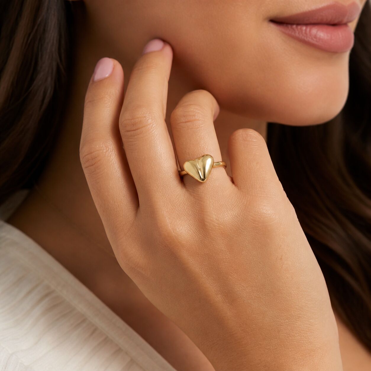 14K Yellow Gold Puffy Triangle Statement Ring