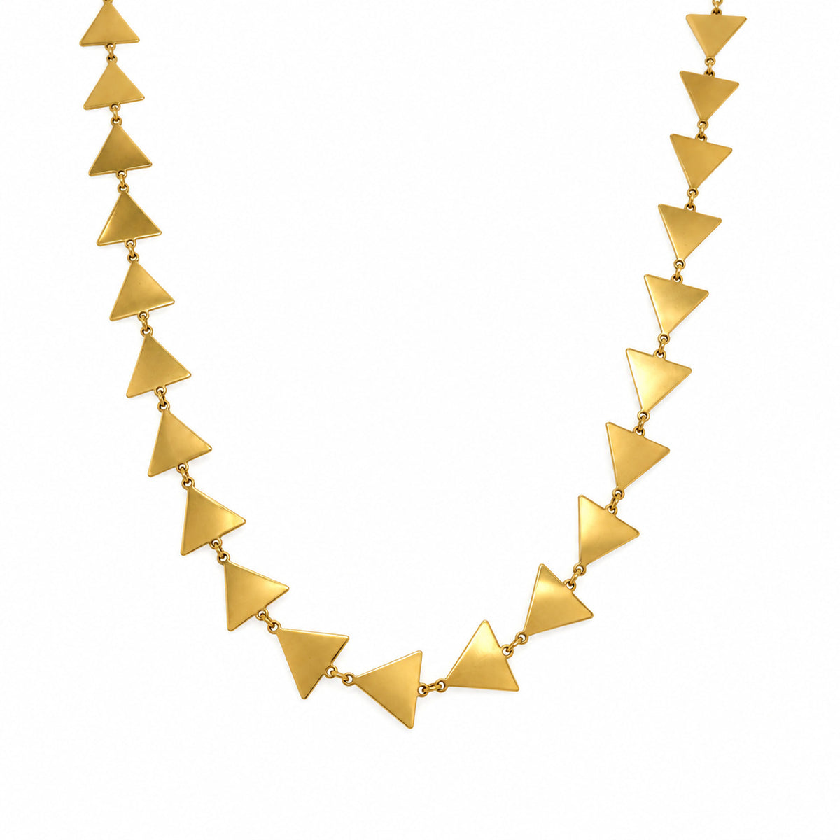 14K Yellow Gold Triangle Mirror Link Necklace, 7.5mm, 18", Made in Italy