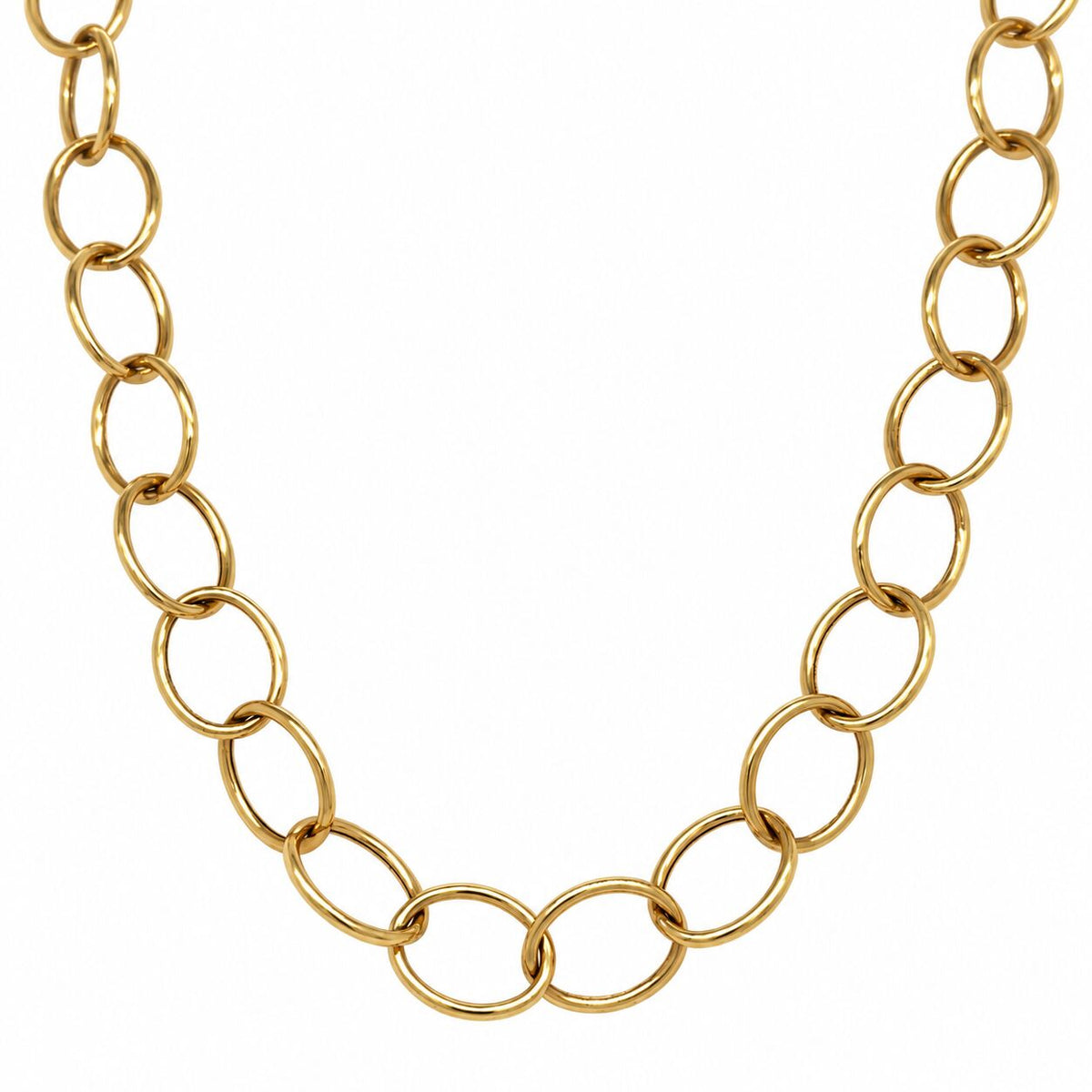 14K Yellow Gold Oval Wire Link Necklace, 8.8mm, 20" 24" 30", Made in Italy