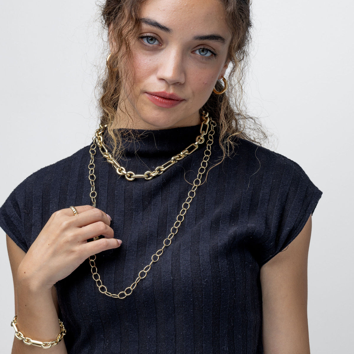 14K Yellow Gold Bold Oval and Paperclip Link Necklace, 11.7mm, 18", Made in Italy