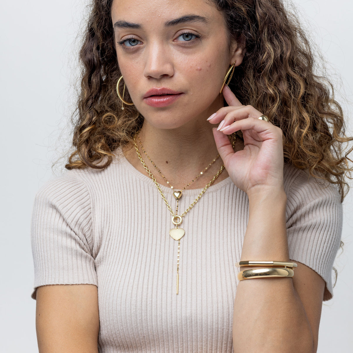 14K Yellow Gold Oval Link Charm Holder Necklace, 4mm, 18"