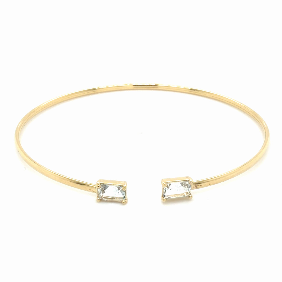 14K Yellow Gold Gemstone Open Cuff Bangle, Birthstone Bracelet